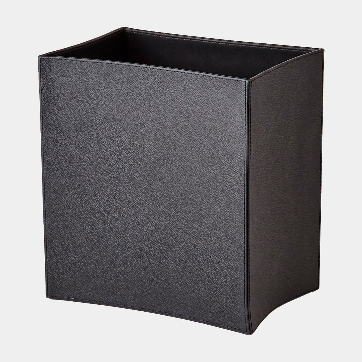 Freddy Folded Leather Wastebasket-Black