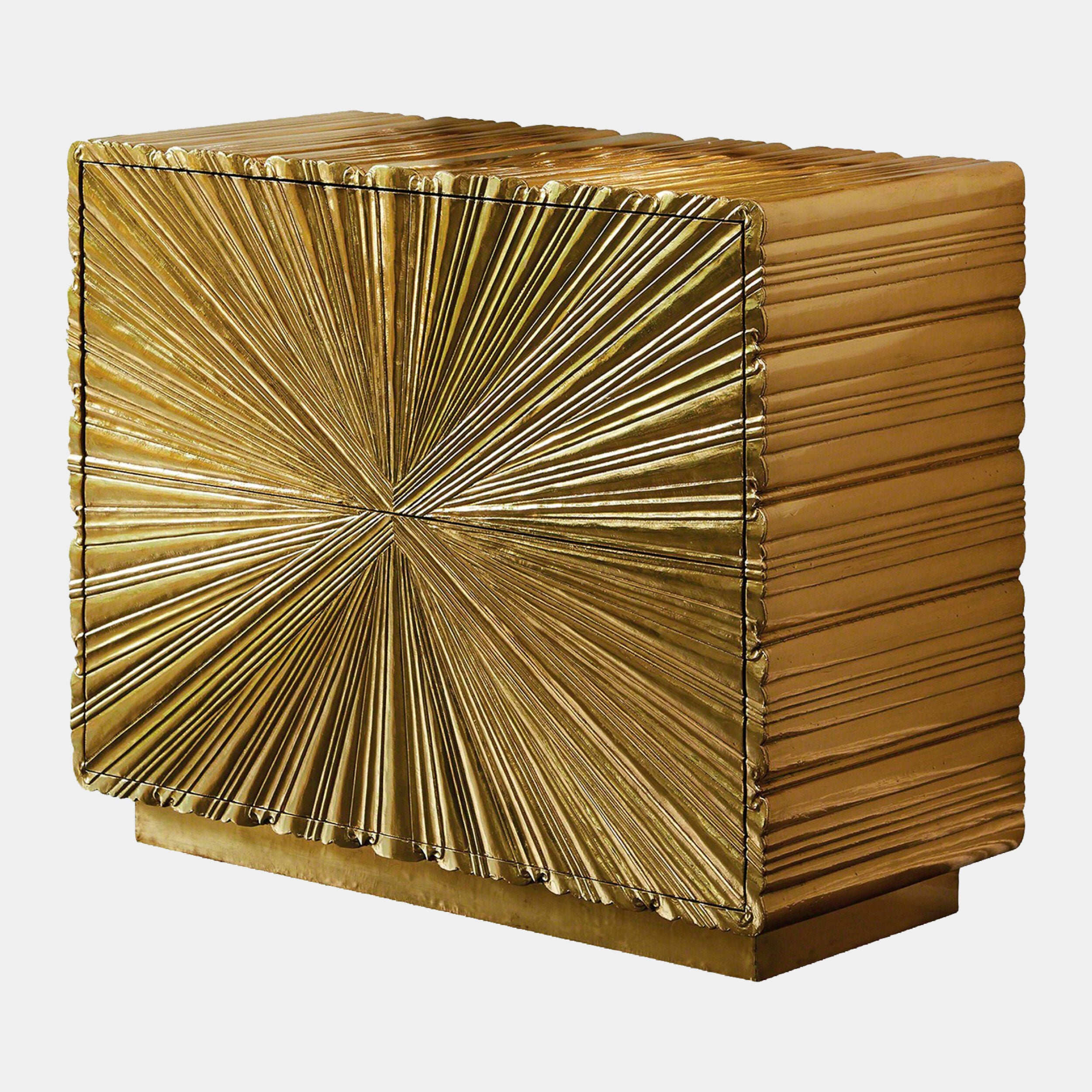 Linenfold Two-Drawer Chest-Brass