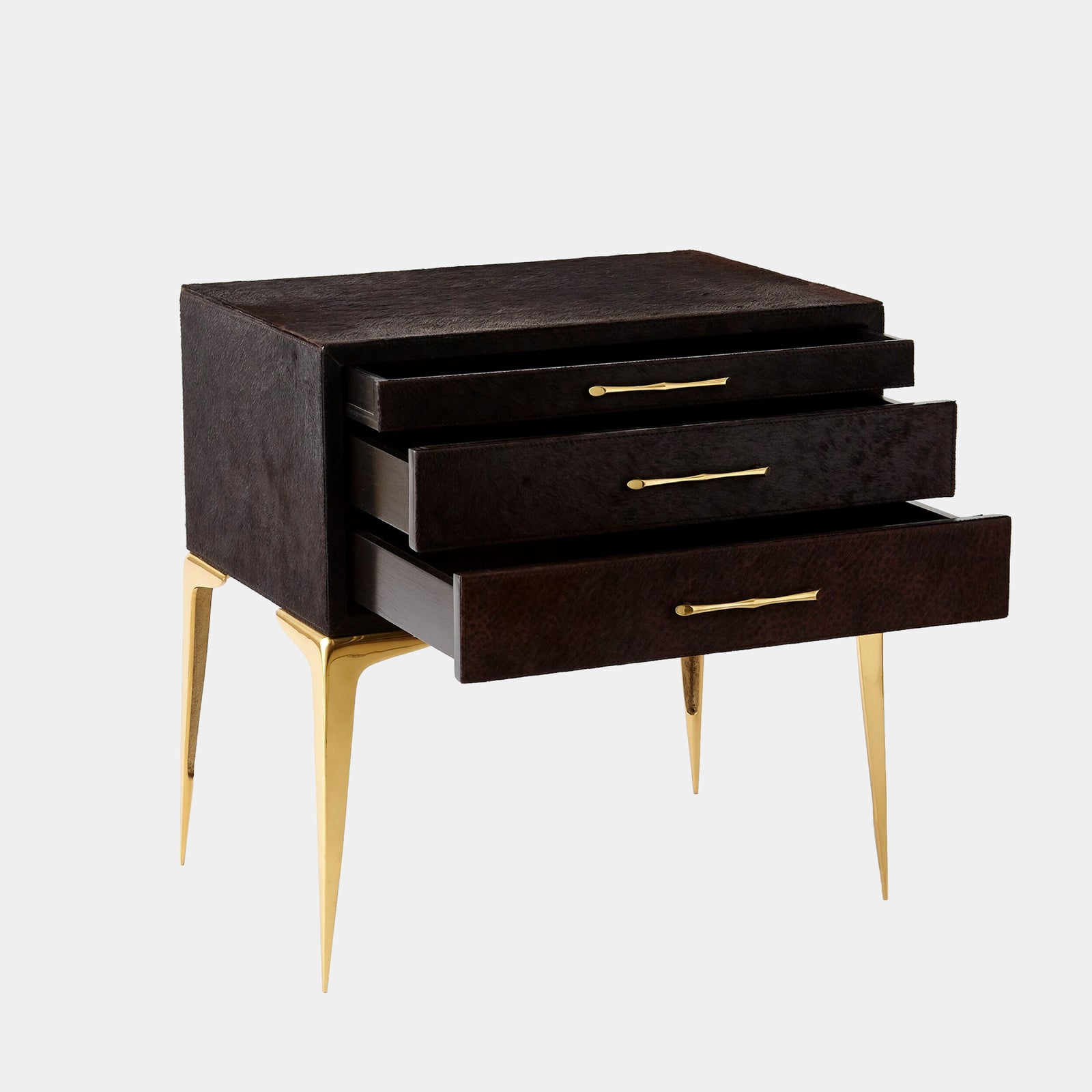 Stiletto Bedside Table-Black Hair-on-Hide