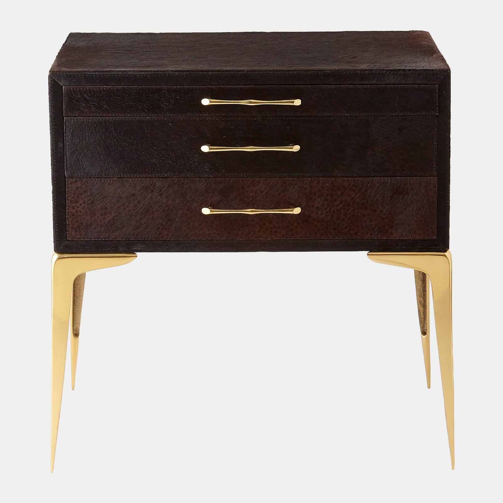 Stiletto Bedside Table-Black Hair-on-Hide