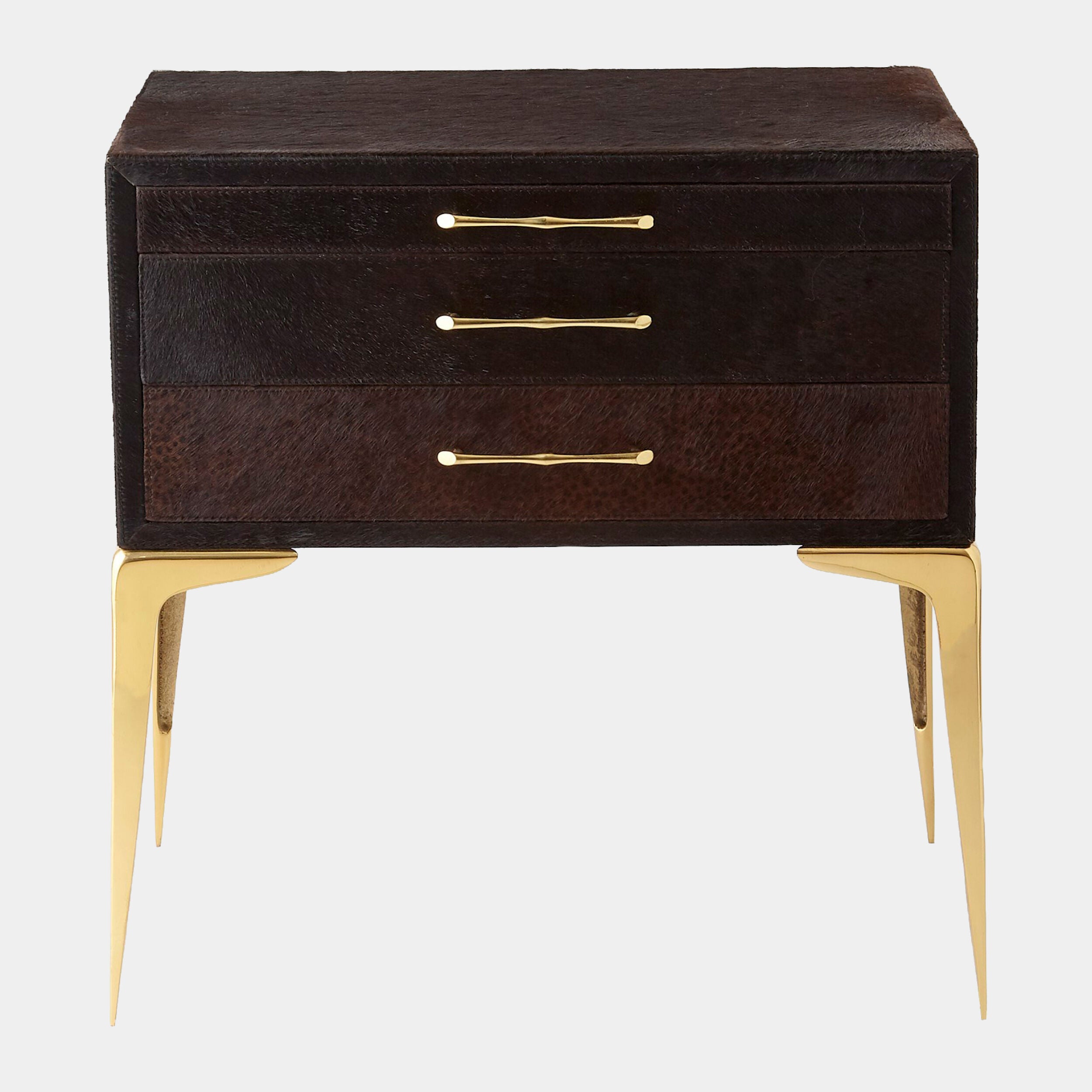 Stiletto Bedside Table-Black Hair-on-Hide