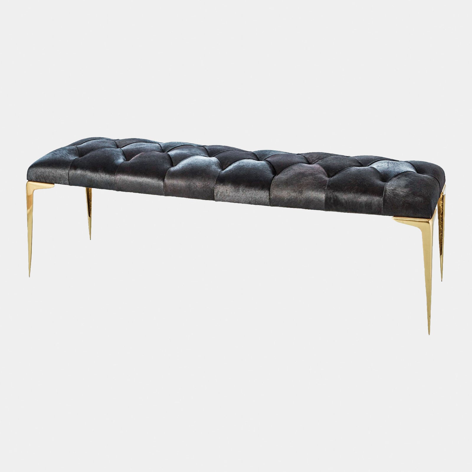 Stiletto Bench-Black Hair-on-Hide