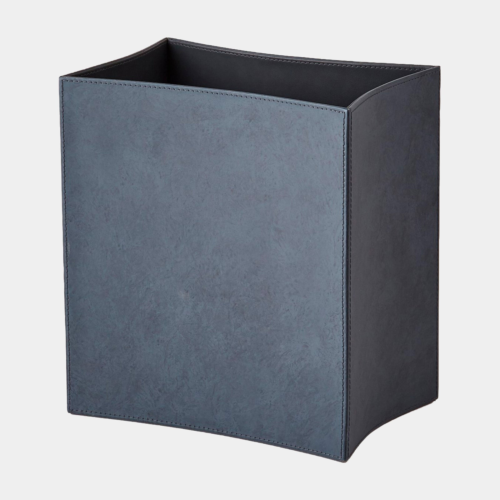 Freddy Folded Leather Wastebasket-Blue Wash