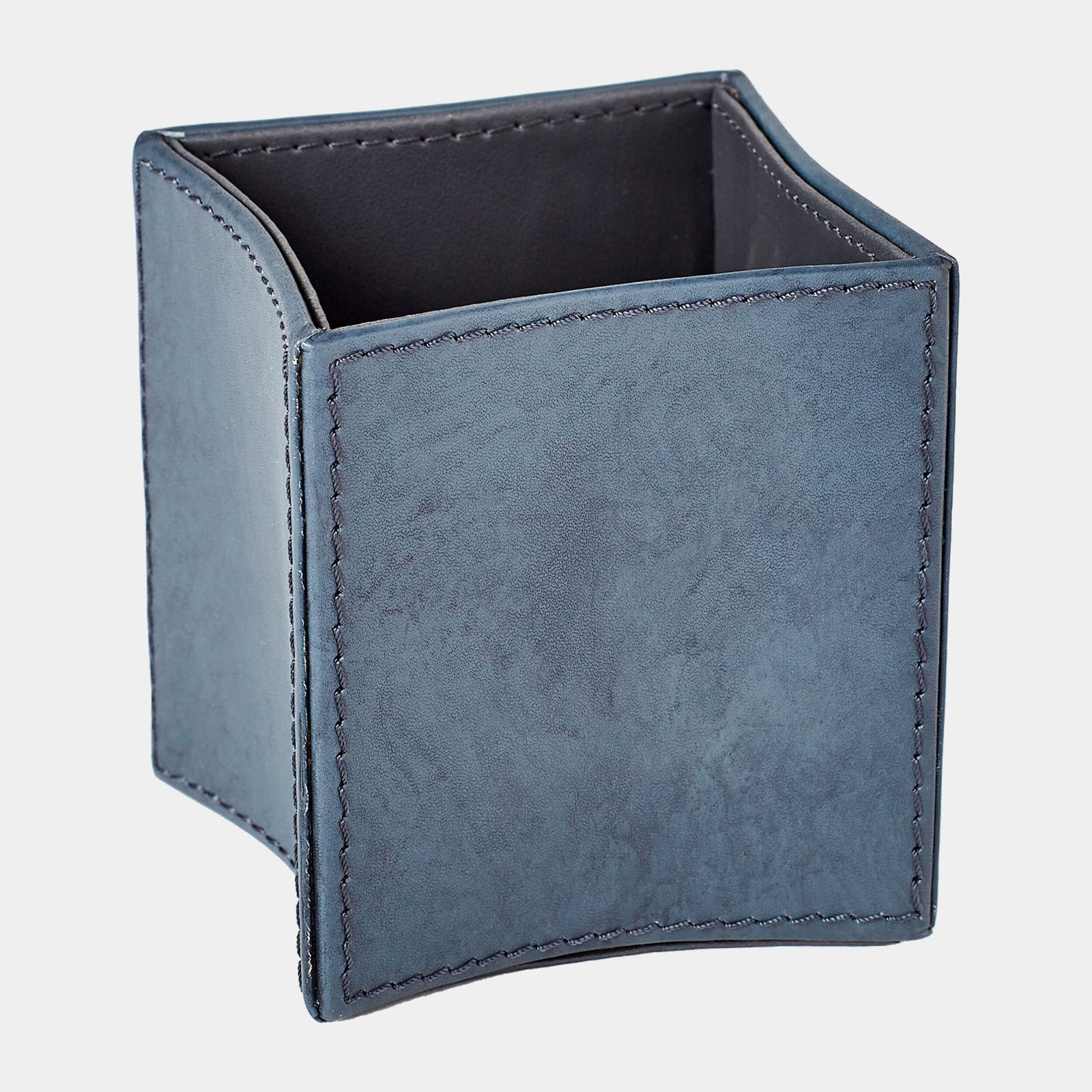 Freddy Folded Leather Pencil Cup-Blue Wash