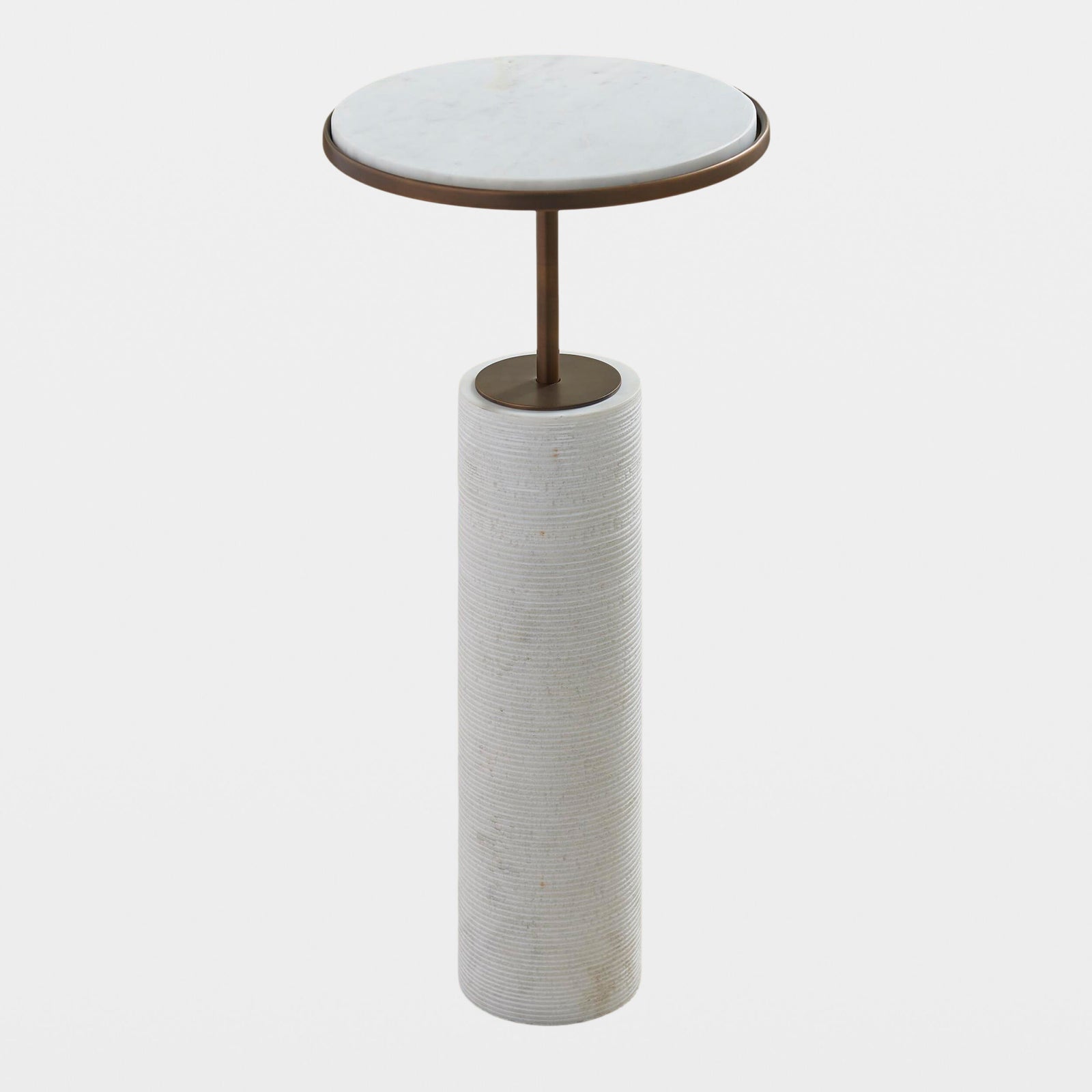 Flummox Tall Cored Marble Table-Nickel
