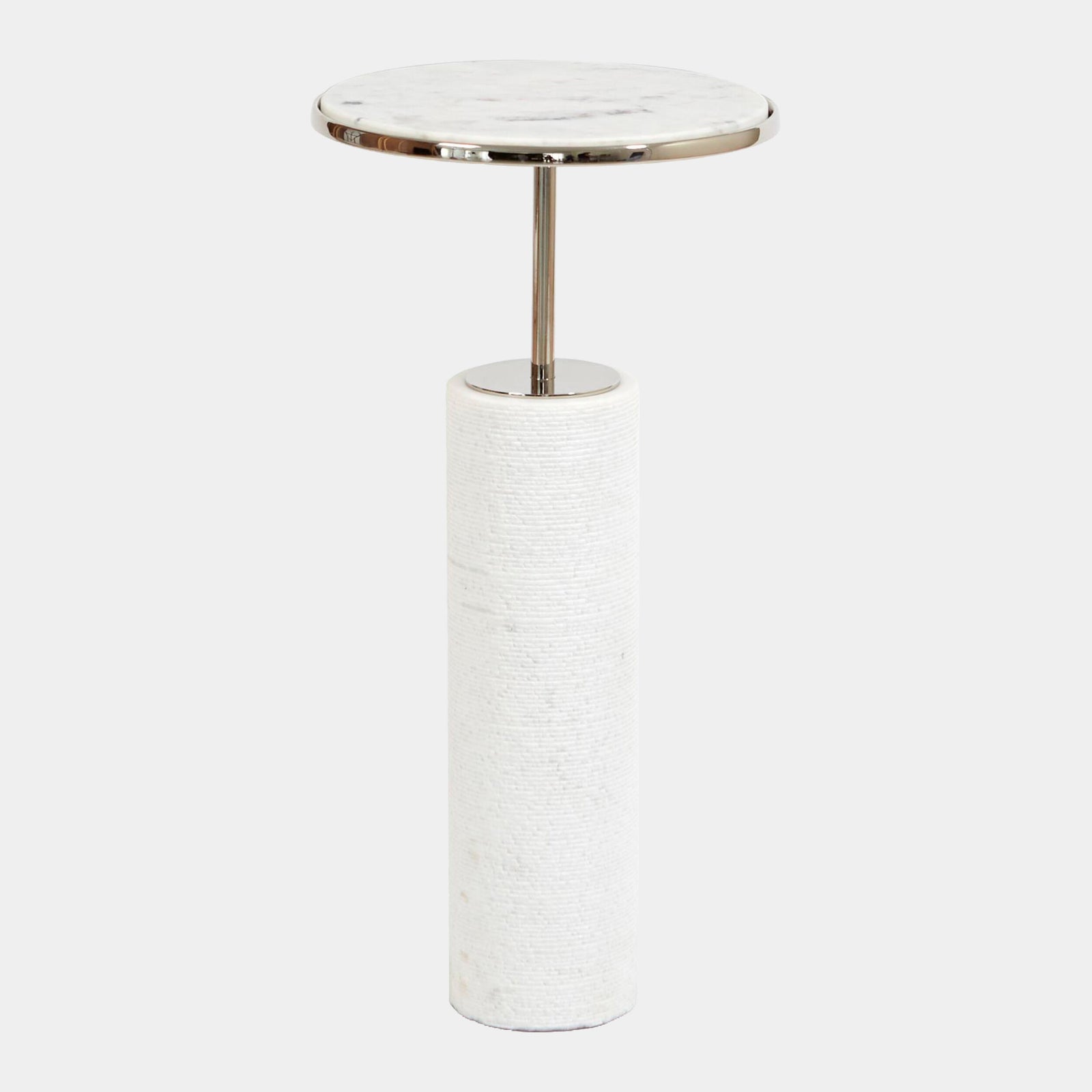 Flummox Tall Cored Marble Table-Nickel