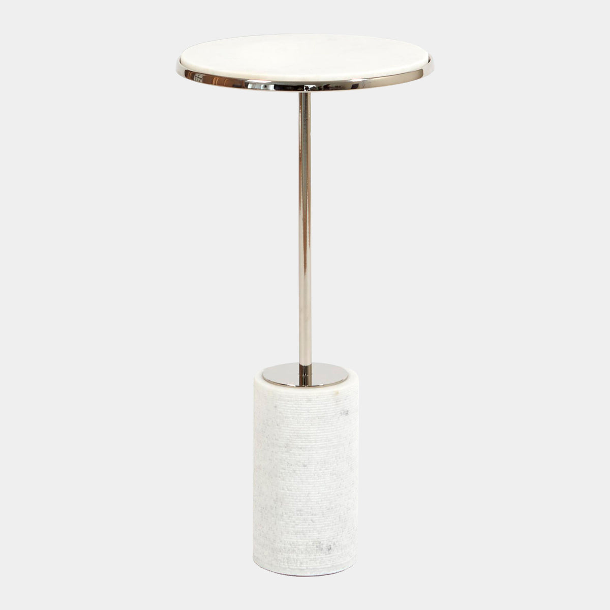 Flummox Short Cored Marble Table-Nickel