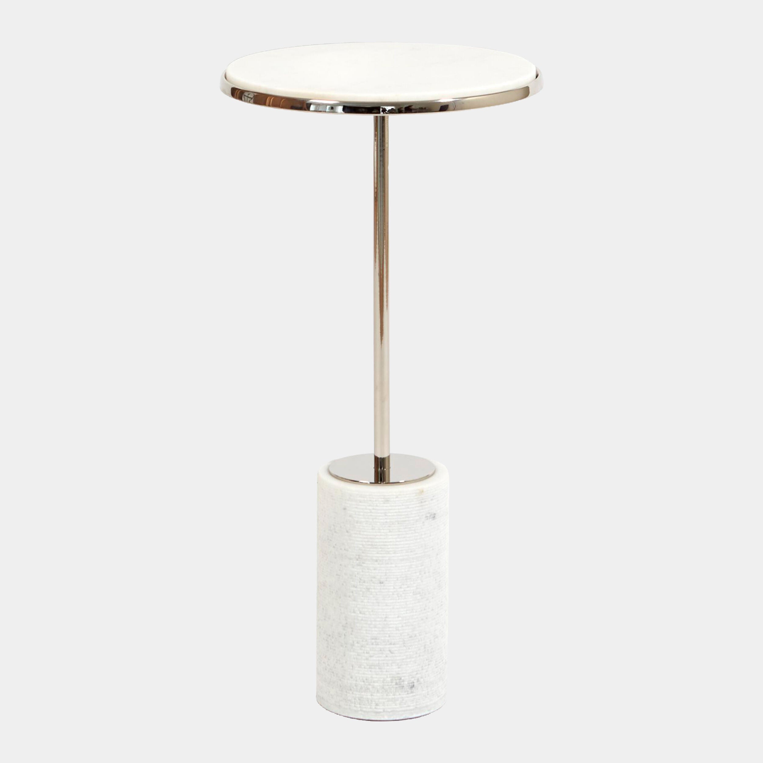 Flummox Short Cored Marble Table-Nickel