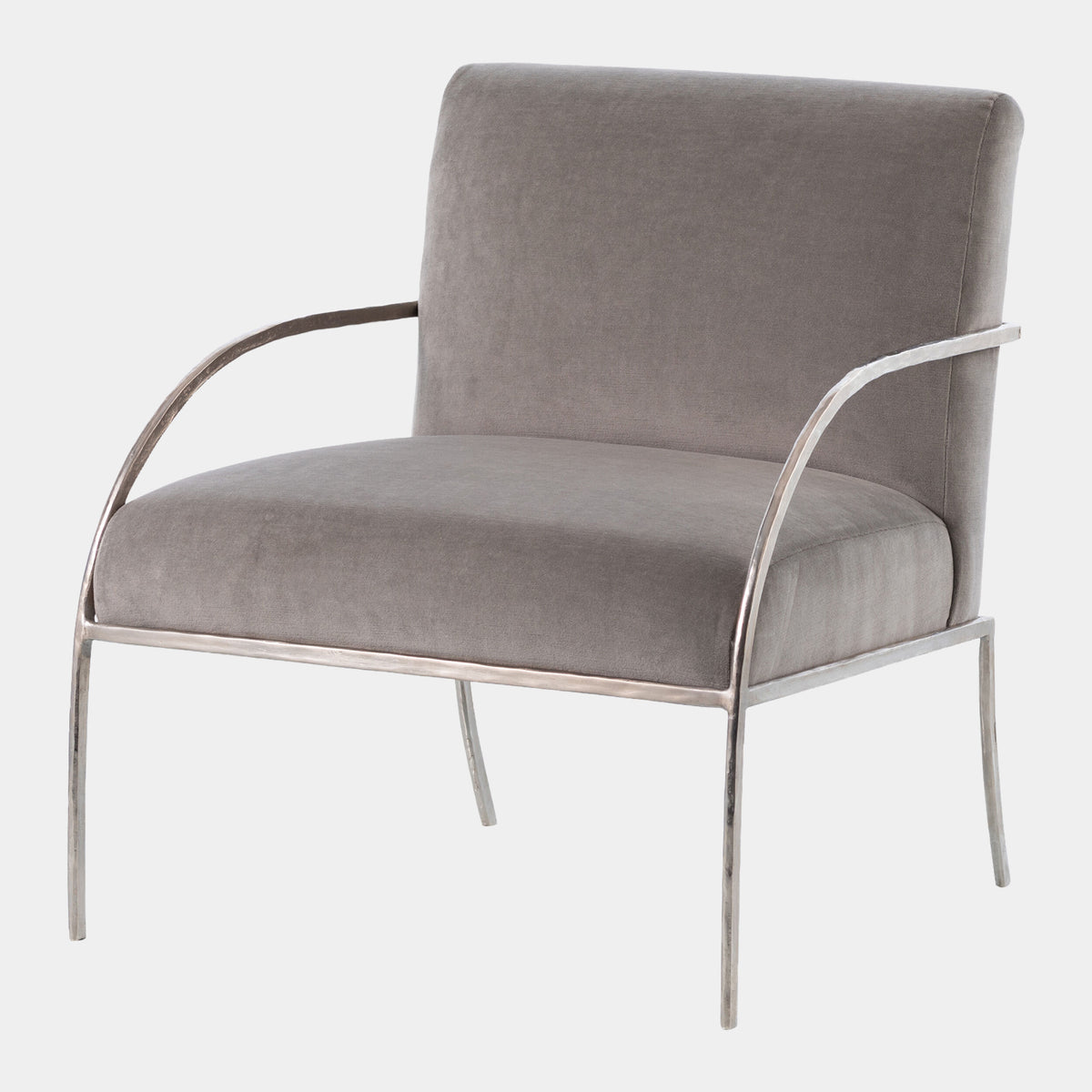 Swoop Chair-Gray Velvet-Nickel