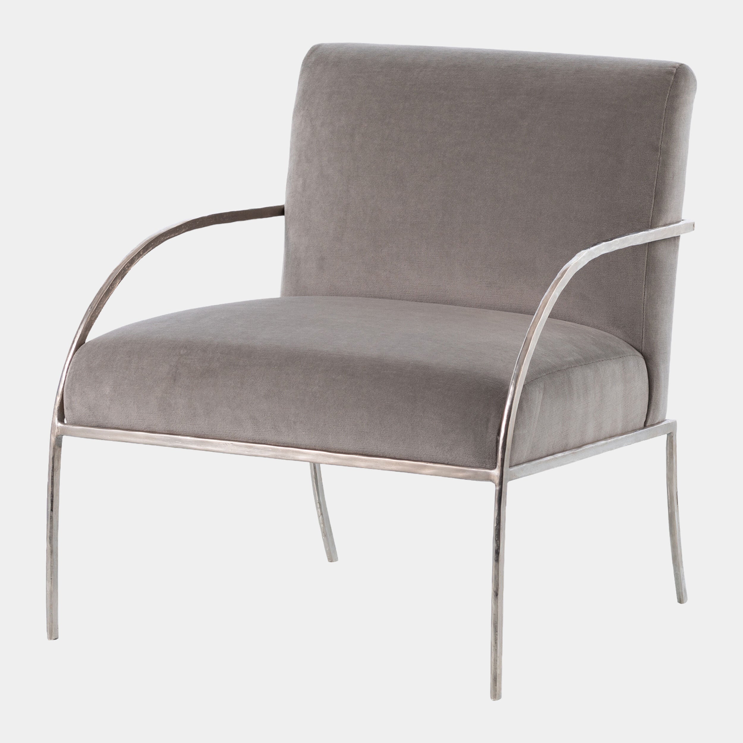 Swoop Chair-Gray Velvet-Nickel