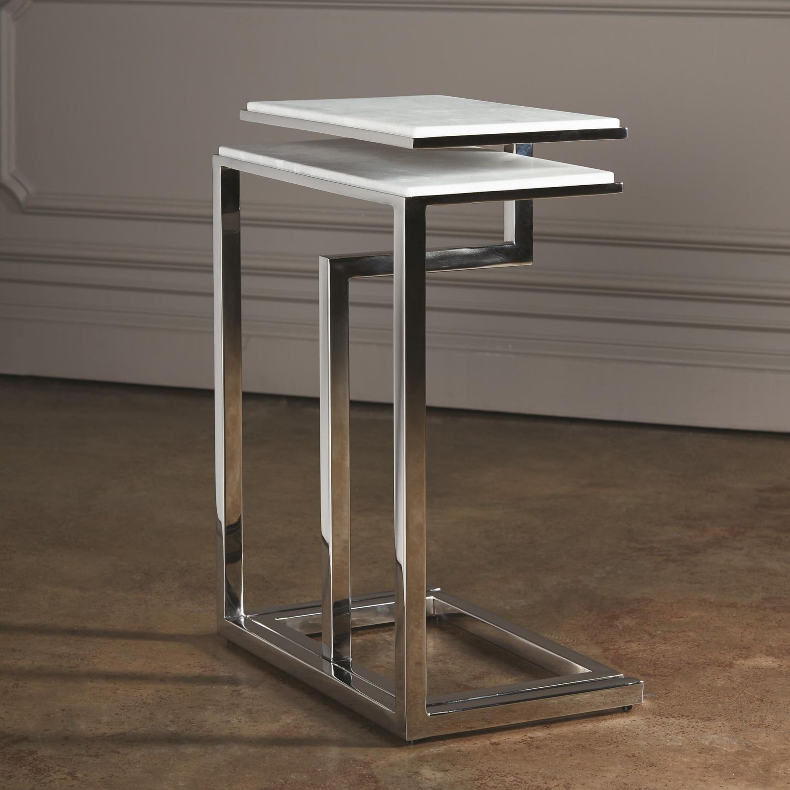 Hemsworth S/2 C Nesting Tables-Nickel