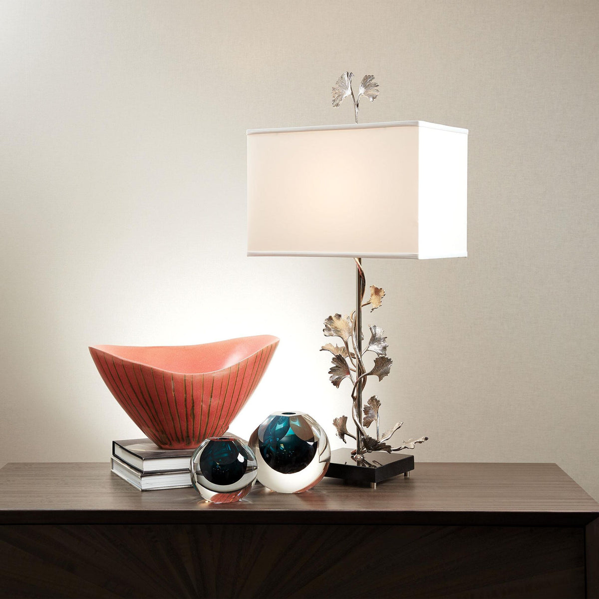 Ginkgo Table Lamp-Nickel
