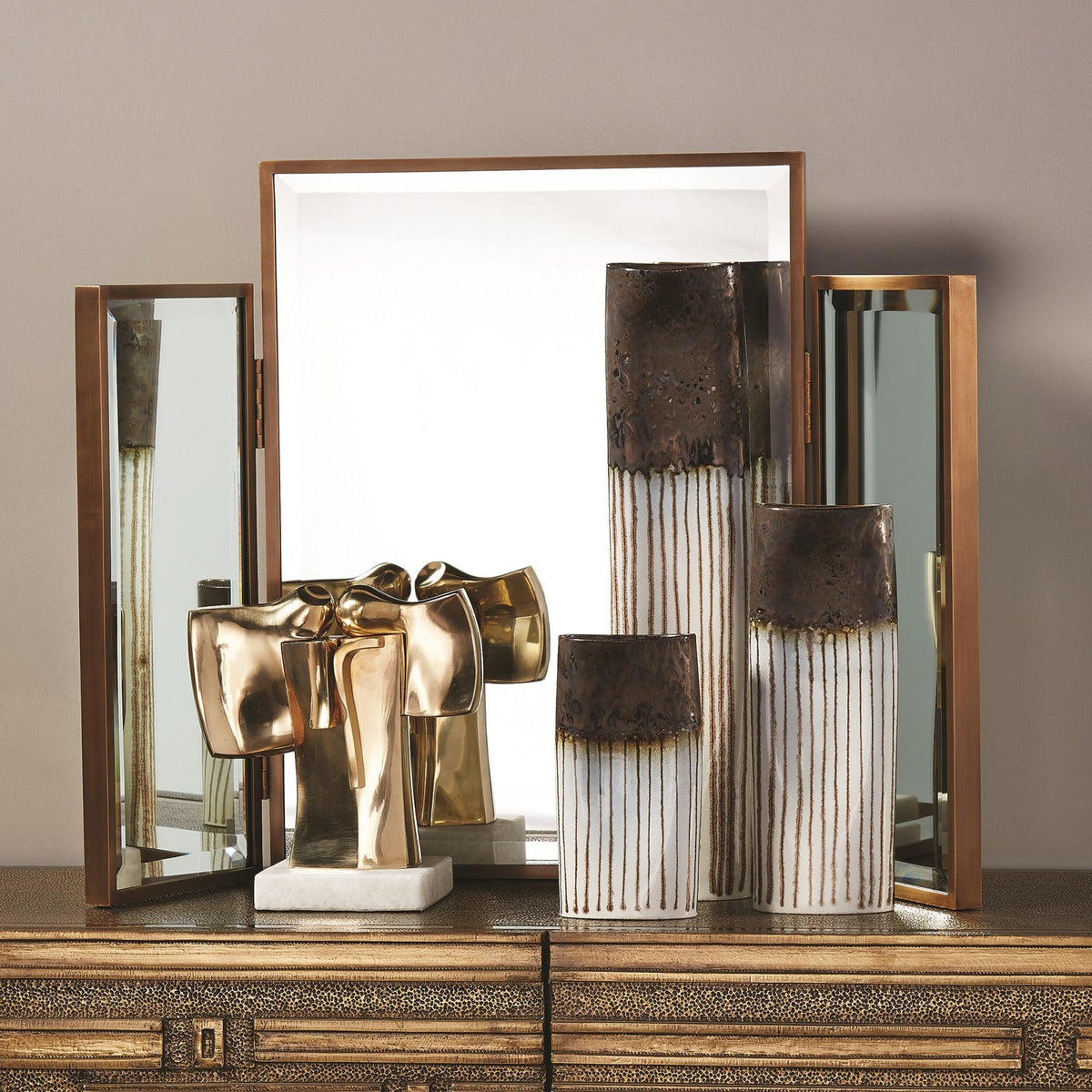 Echos Vanity Mirror-Antique Brass