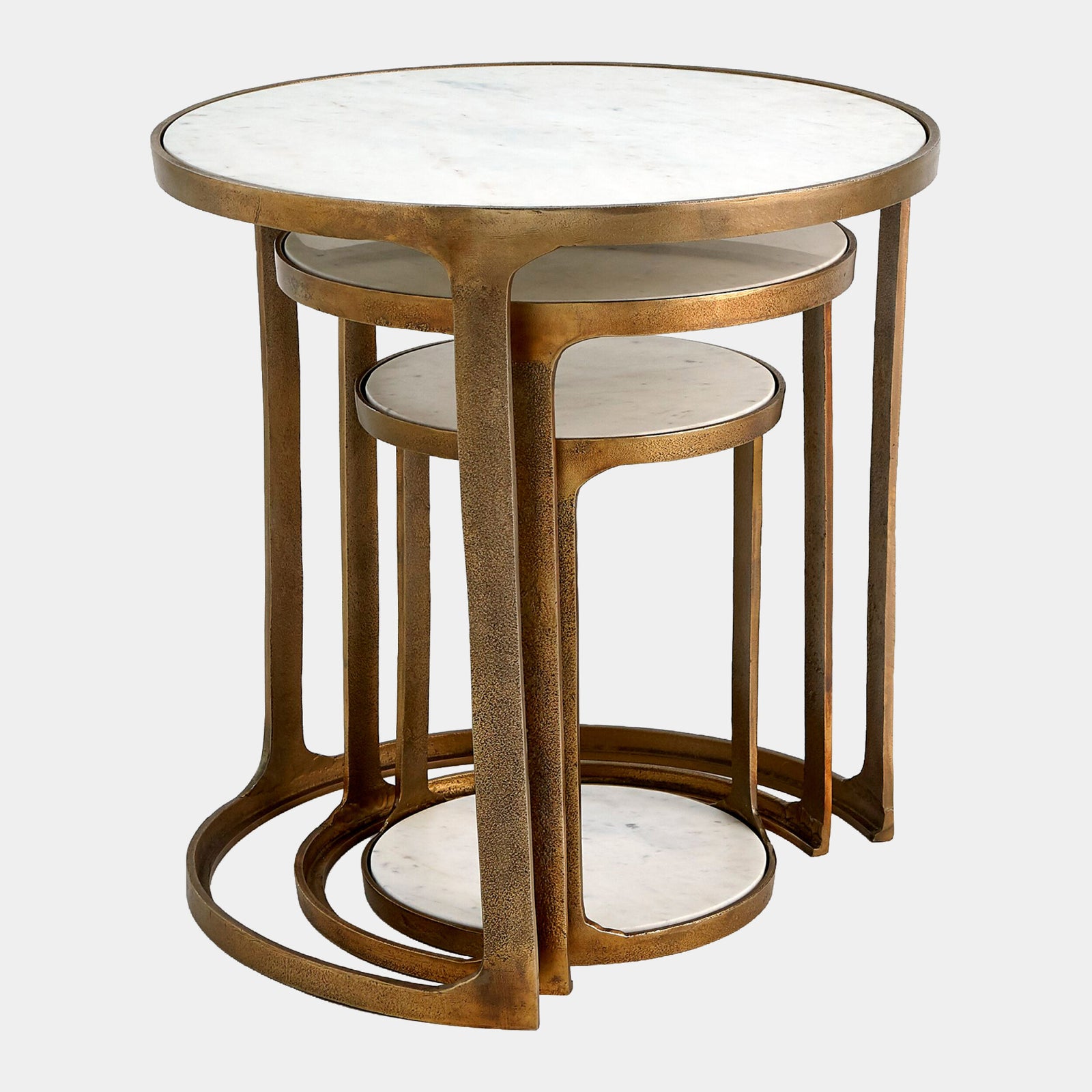 Bronte S/3 Marble Top Nesting Tables-Brass