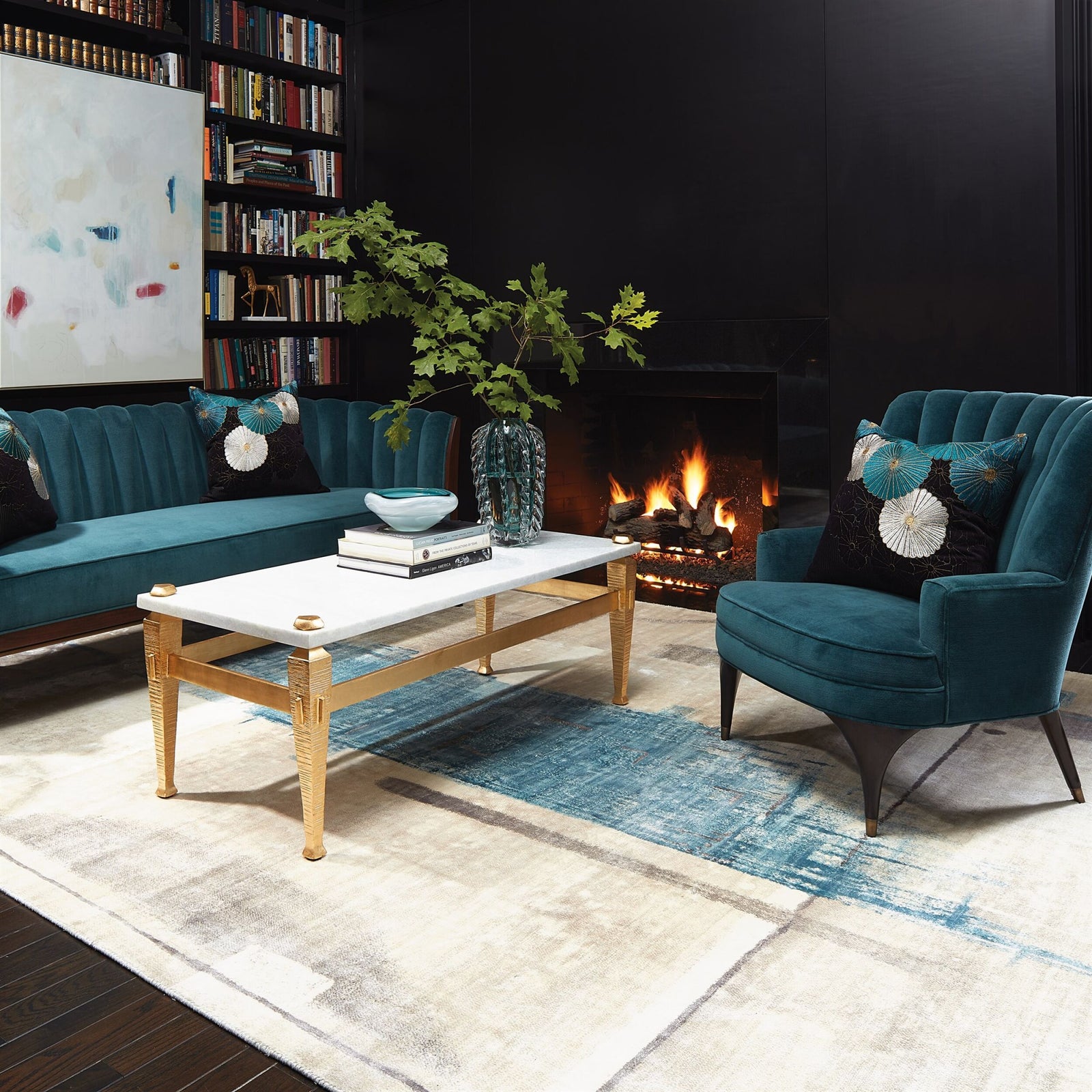 Liberty Geometric Art Rug-Blue