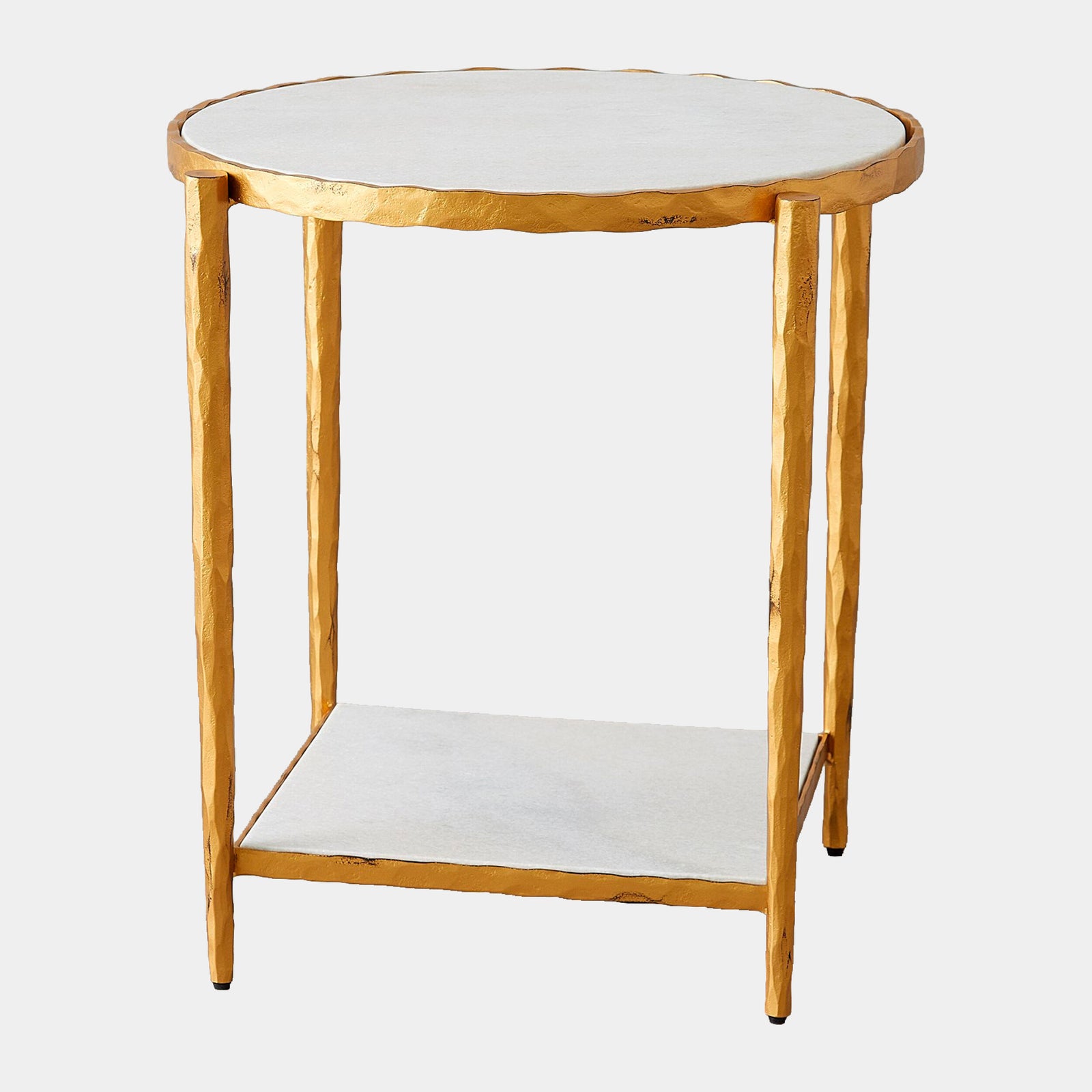 Zsido Side Table-Gold w/White Marble