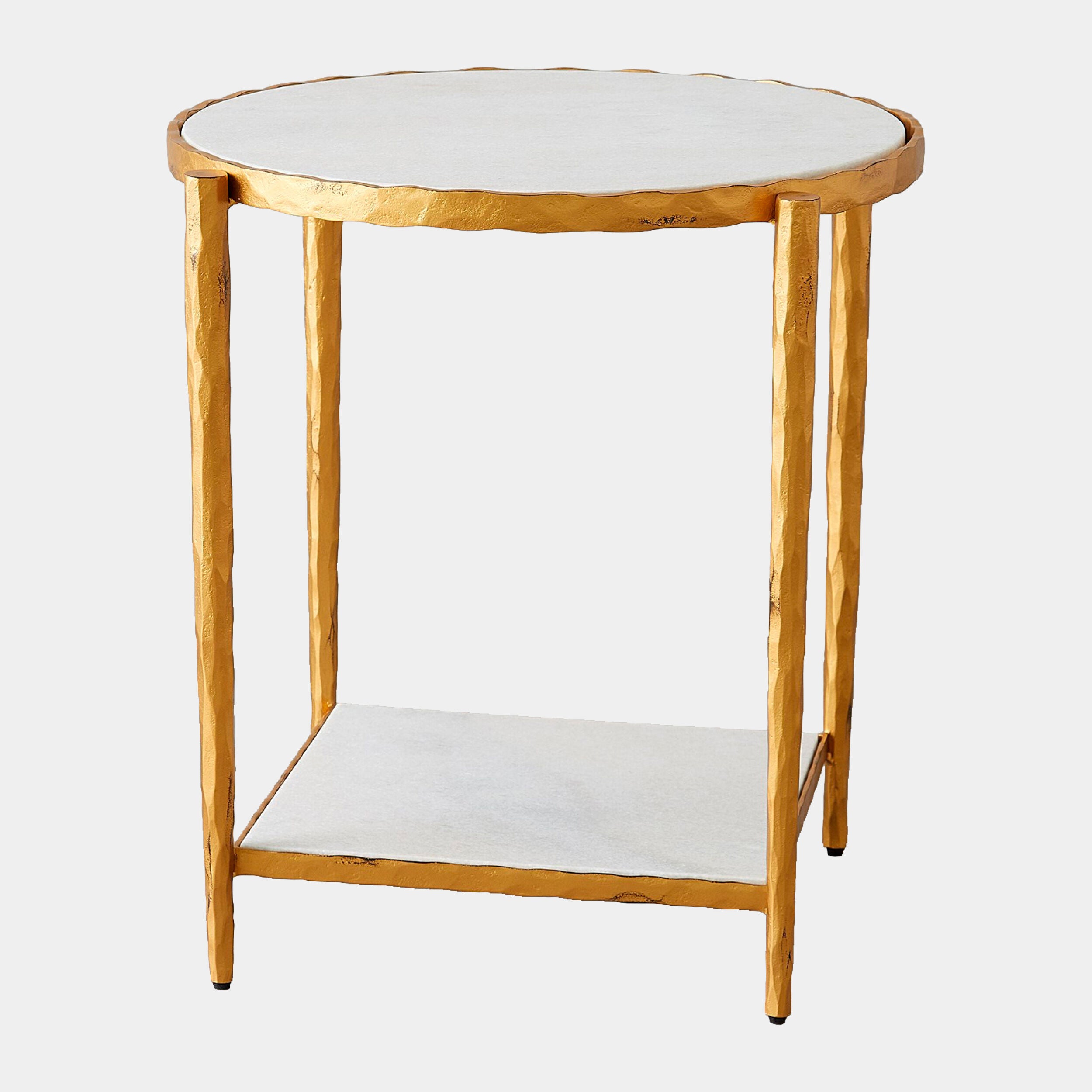 Zsido Side Table-Gold w/White Marble