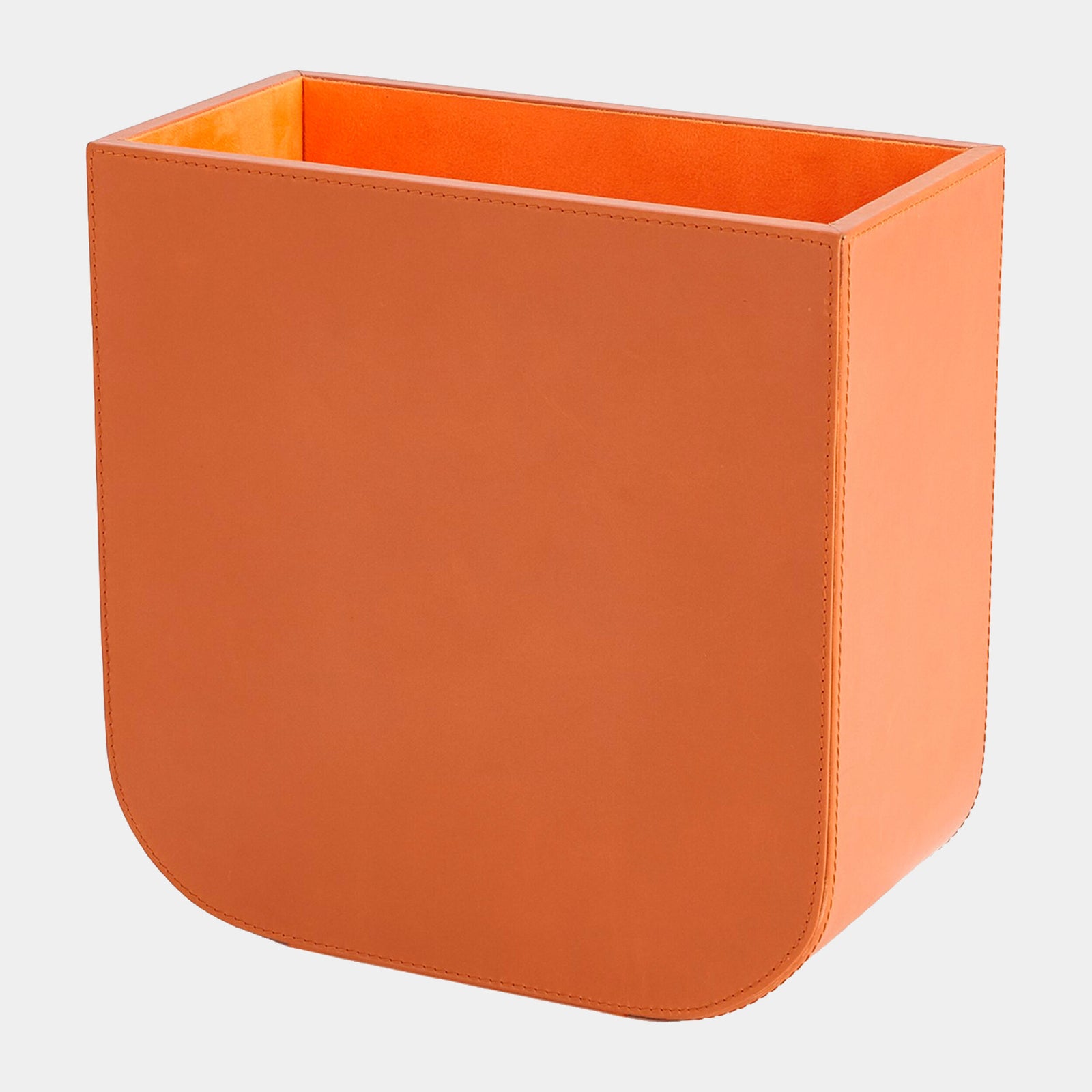 Radius Edge Leather Wastebasket-Orange