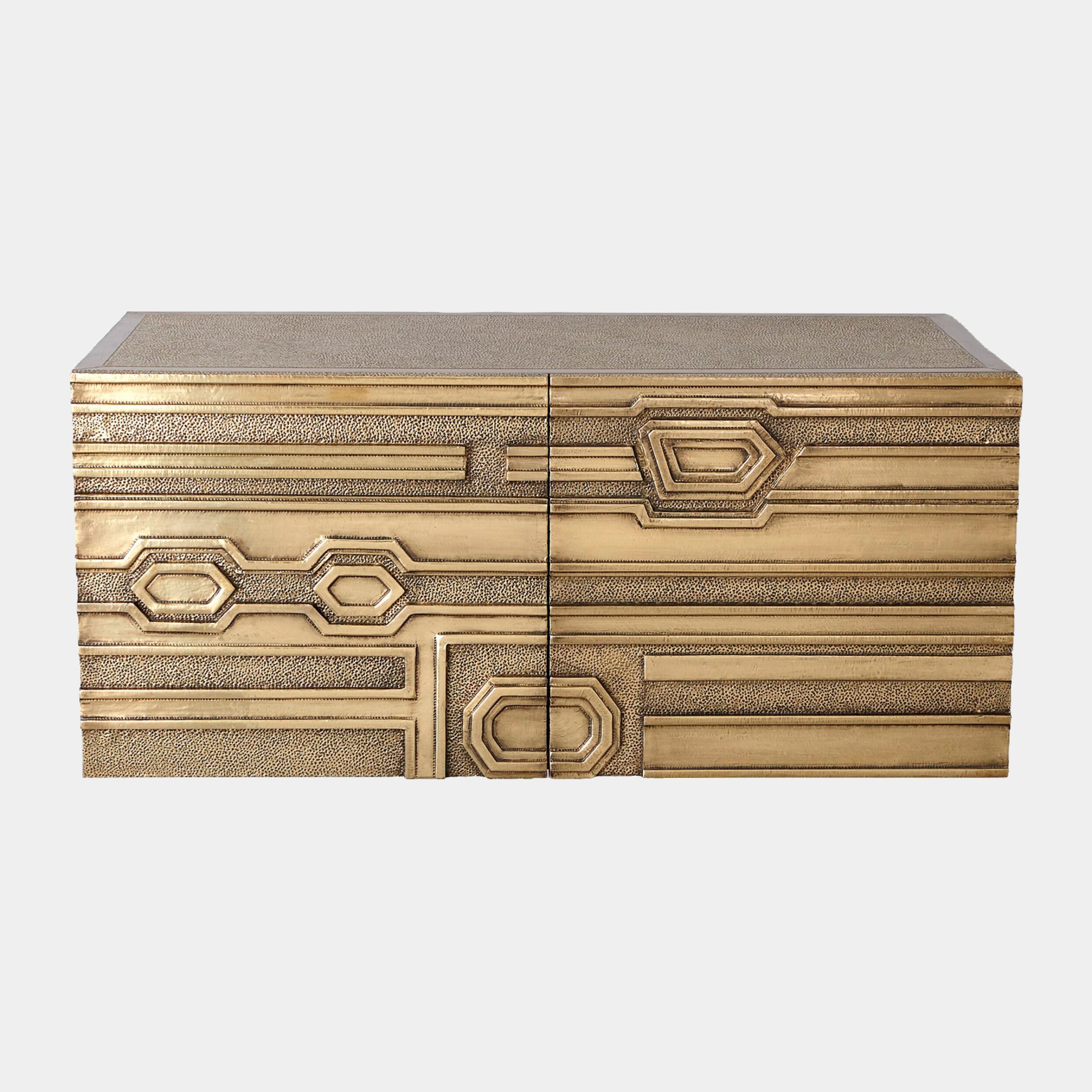 Moderne Block Cabinet-Right-Brass