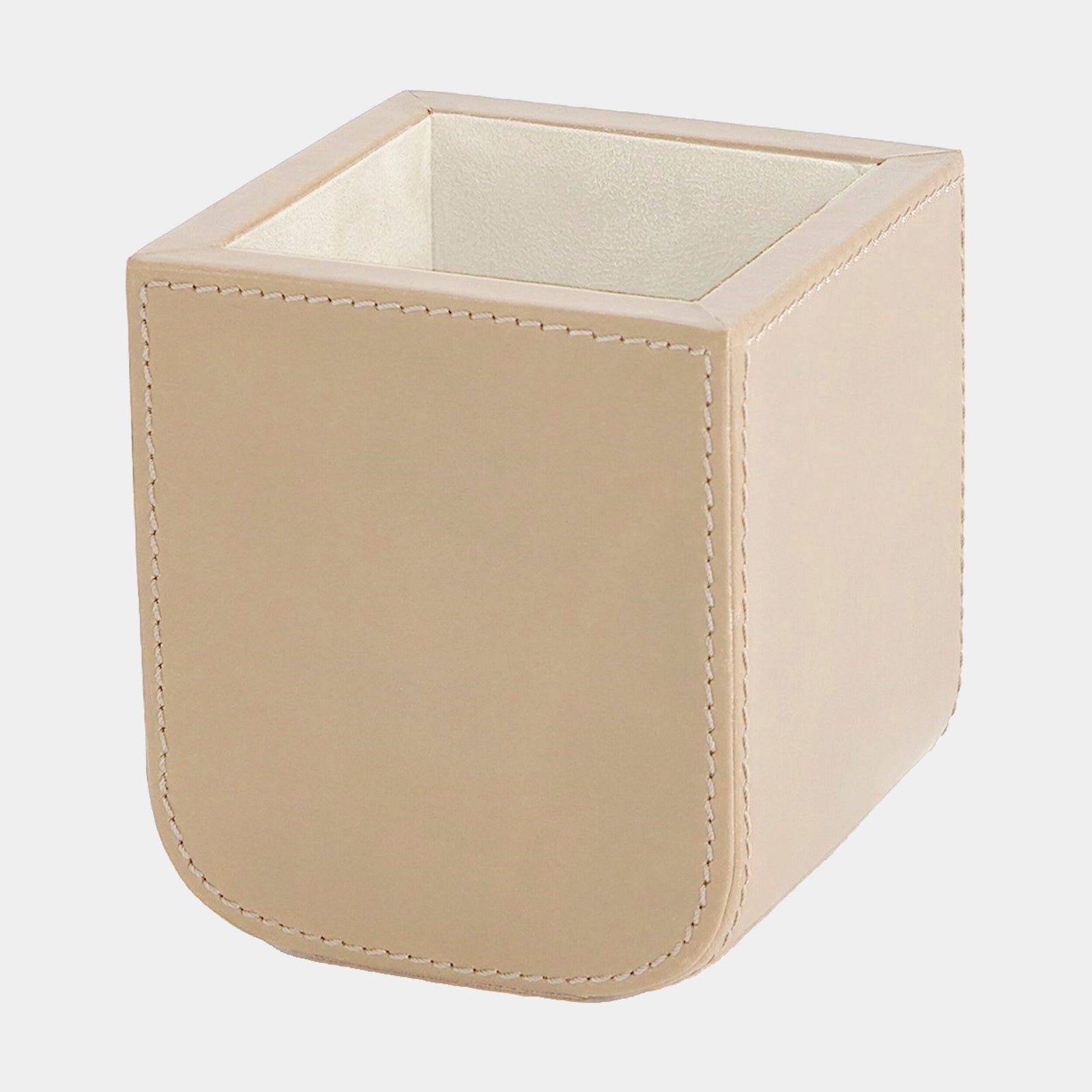 Radius Edge Leather Pencil Cup-Beige