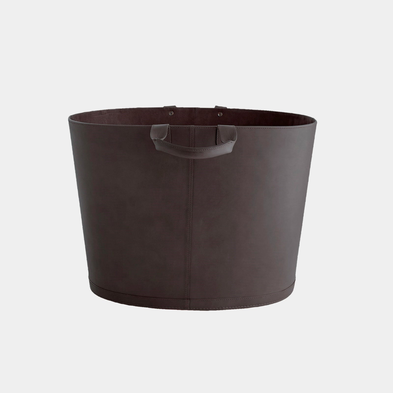Selita Oversized Oval Leather Basket-Black
