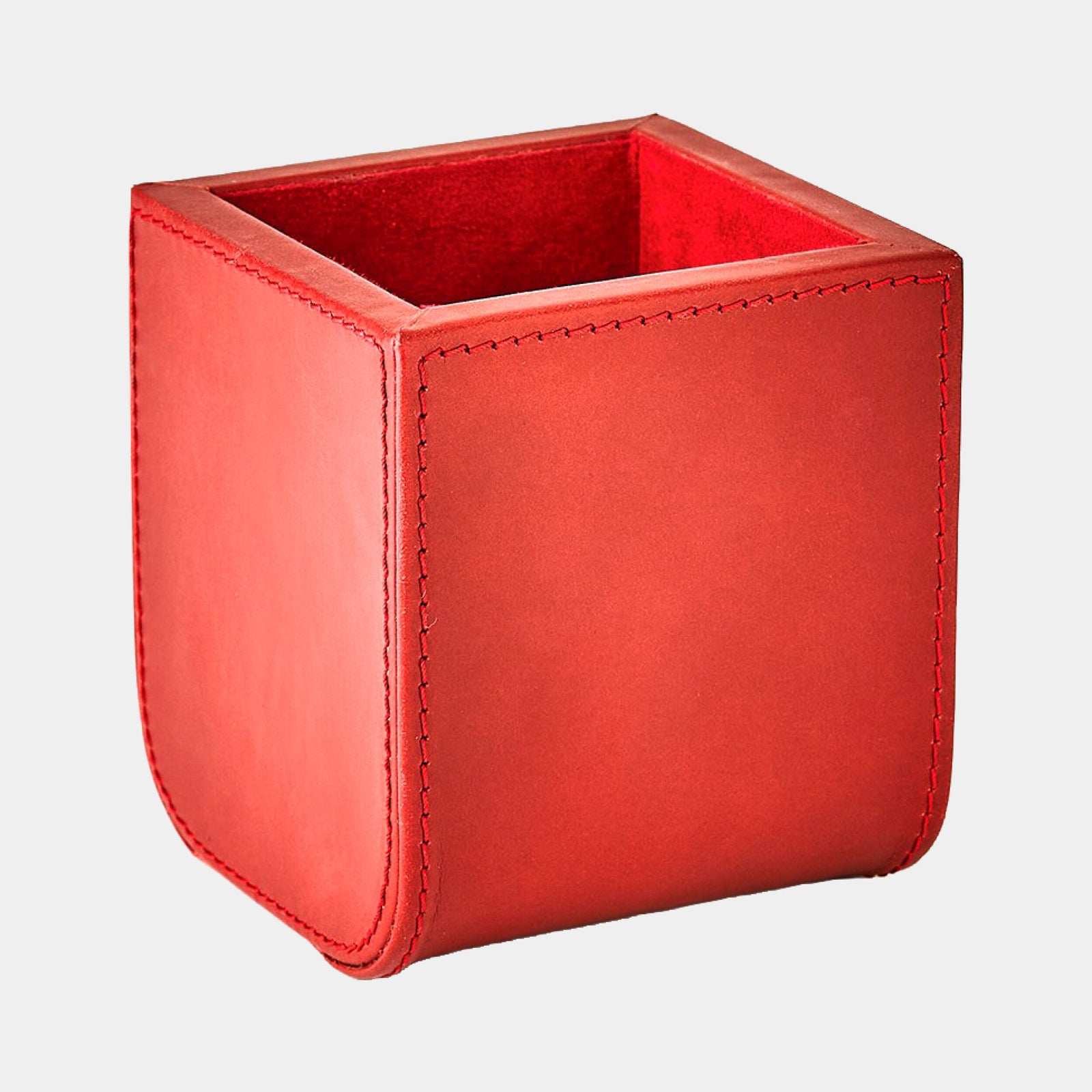 Radius Edge Leather Pencil Cup-Deep Red