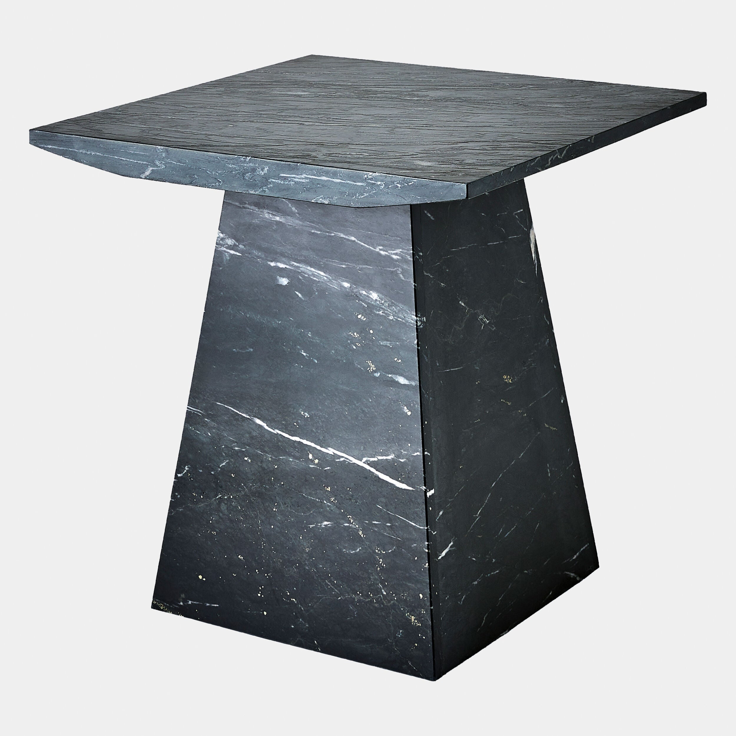 Aero Side Table-Black Leathered Marble