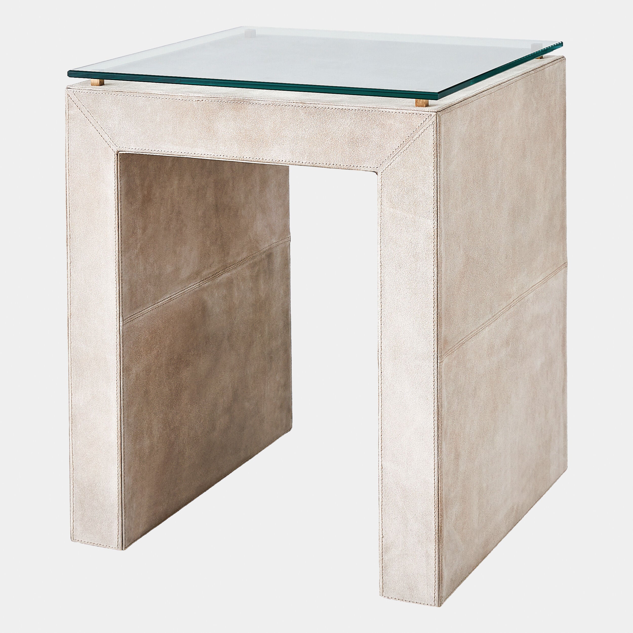Posh Side Table-Parchment Suede