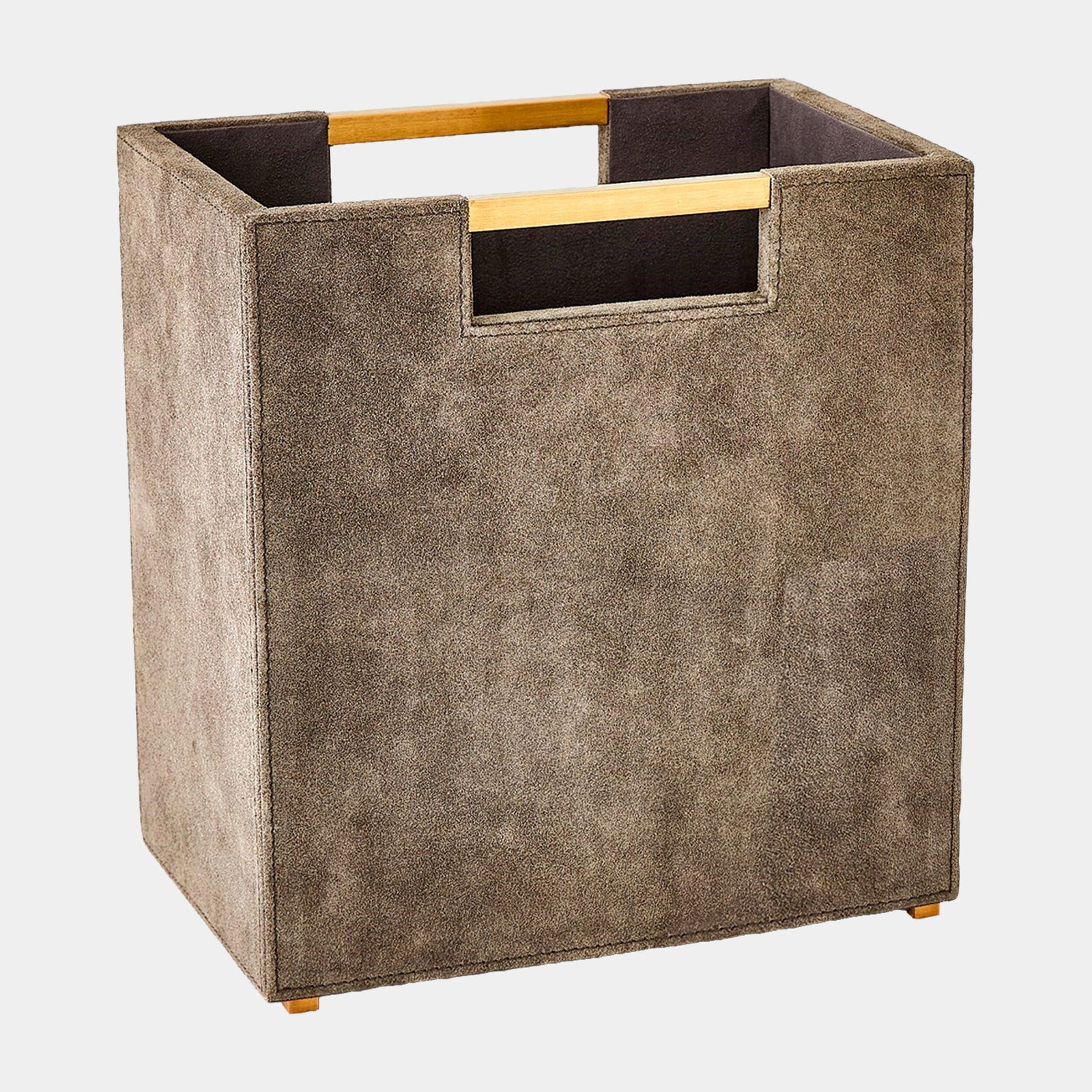 Posh Wastebasket-Gray Suede