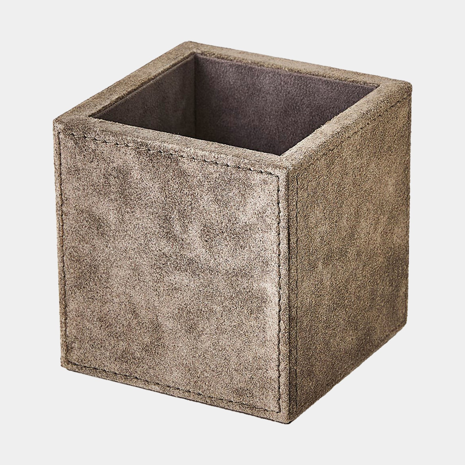 Posh Pencil Cup-Gray Suede