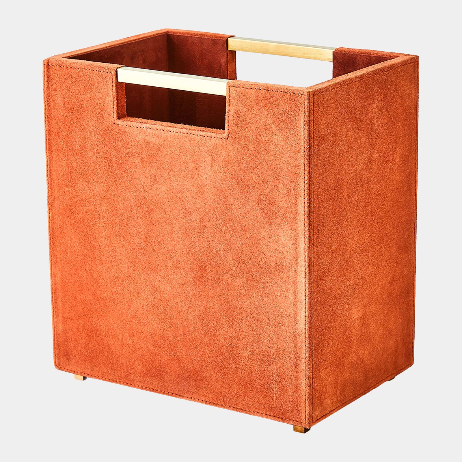 Posh Wastebasket-Rust Suede