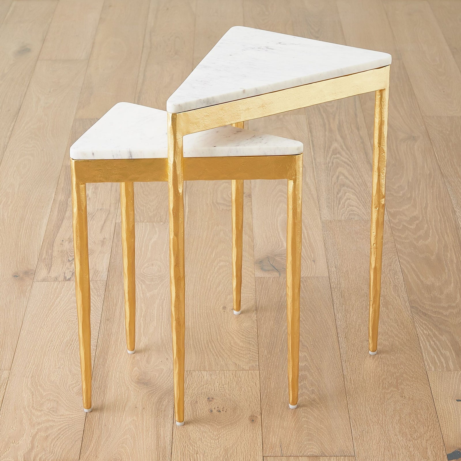 Mowry S/2 Triangular Nesting Tables-Gold Leaf