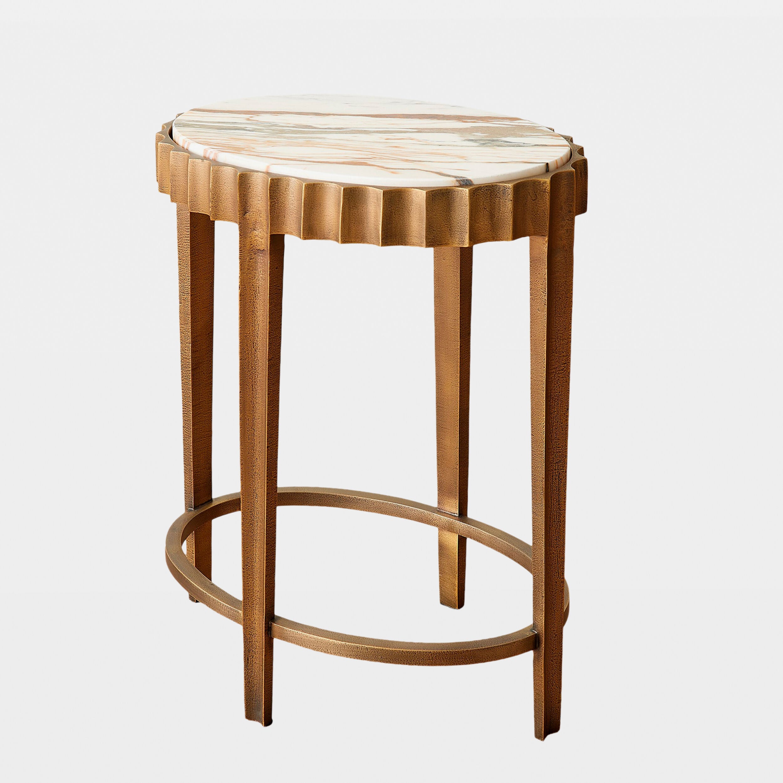 Liberty Accent Table-Vintage Brass/Gold Marble