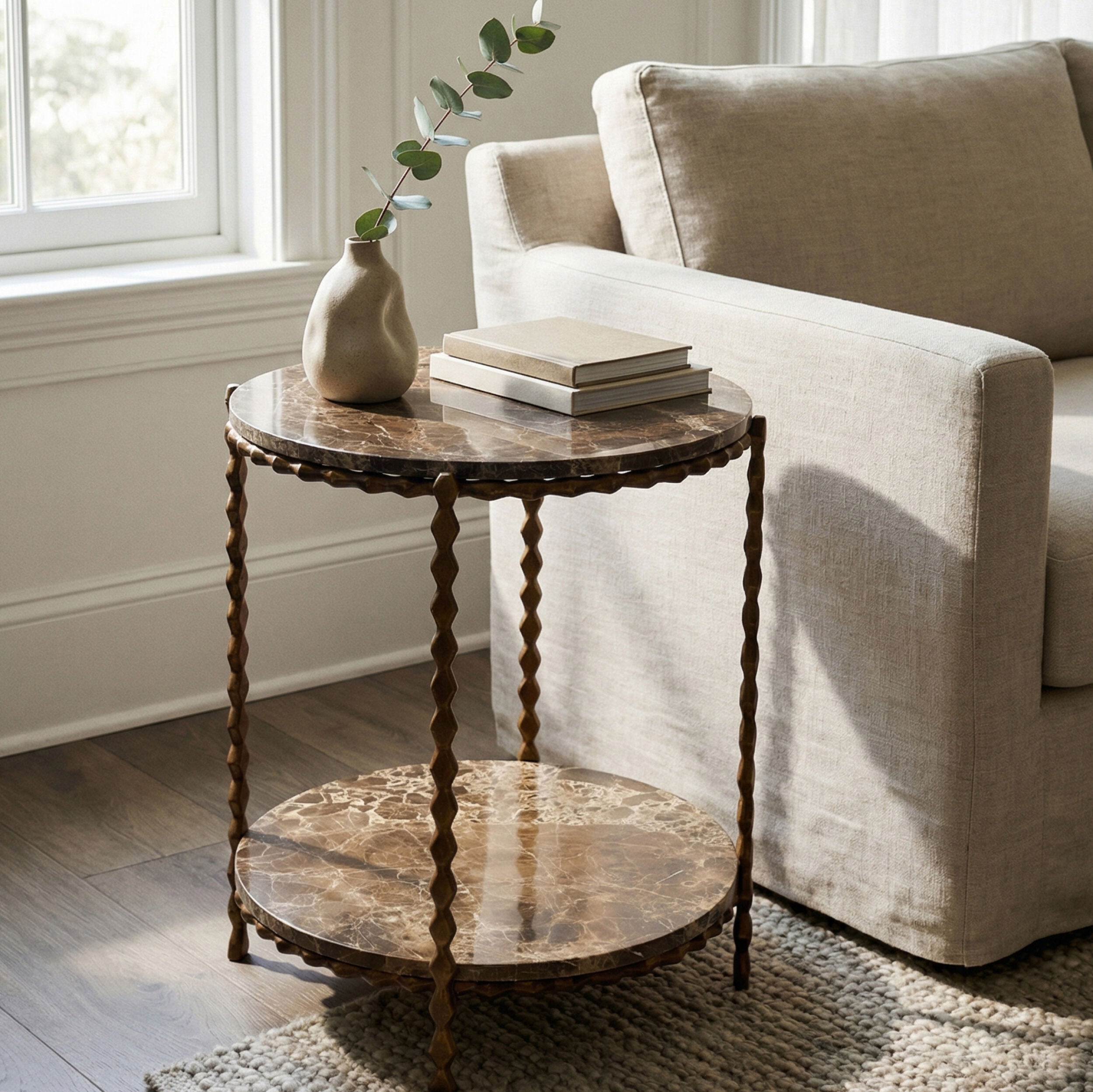 Pinkered Side Table-Emperador