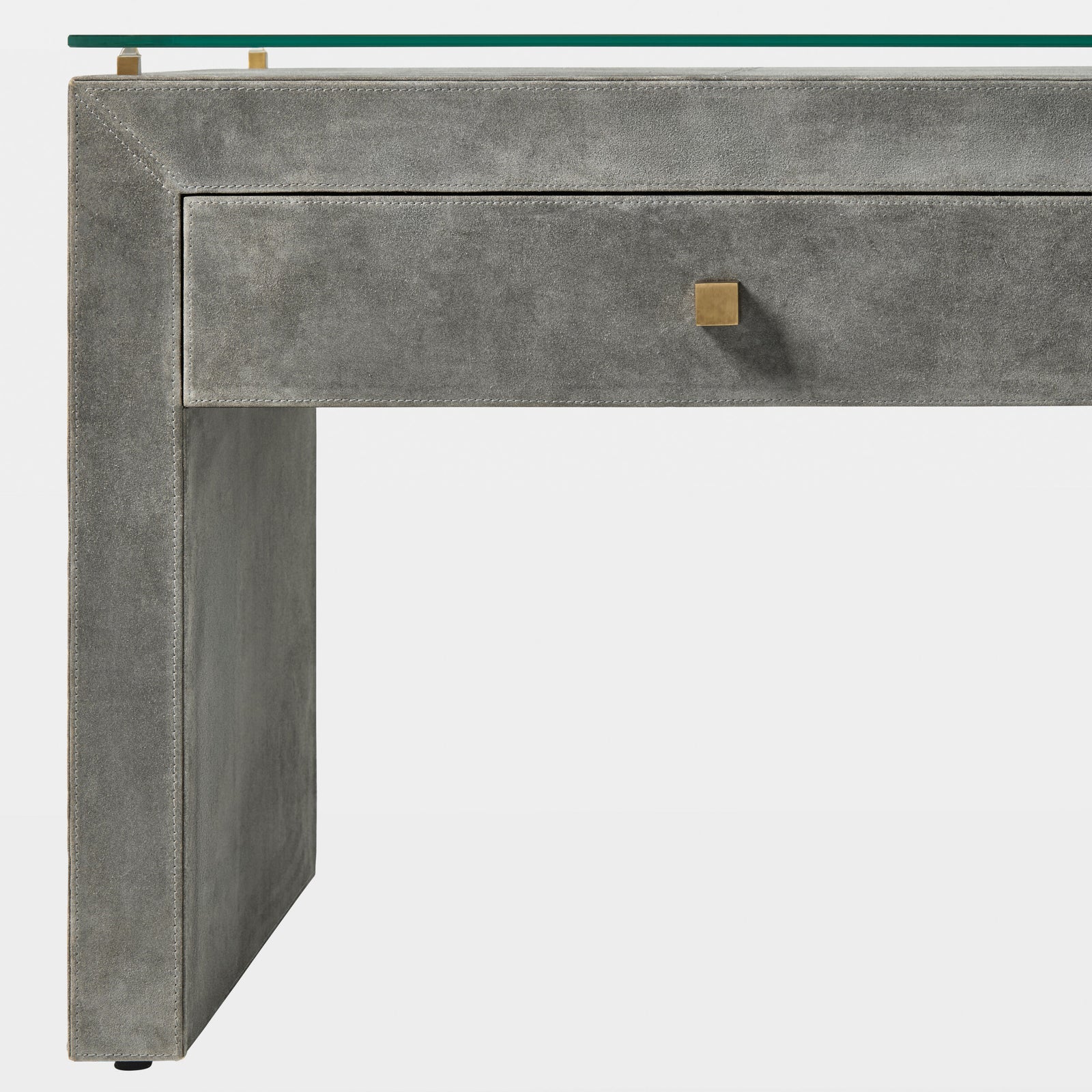Posh Bedside Table-Gray Suede