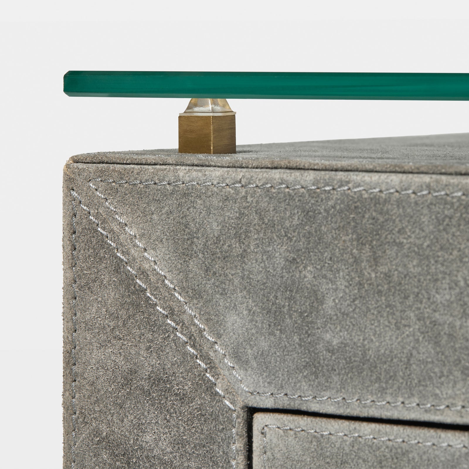 Posh Bedside Table-Gray Suede