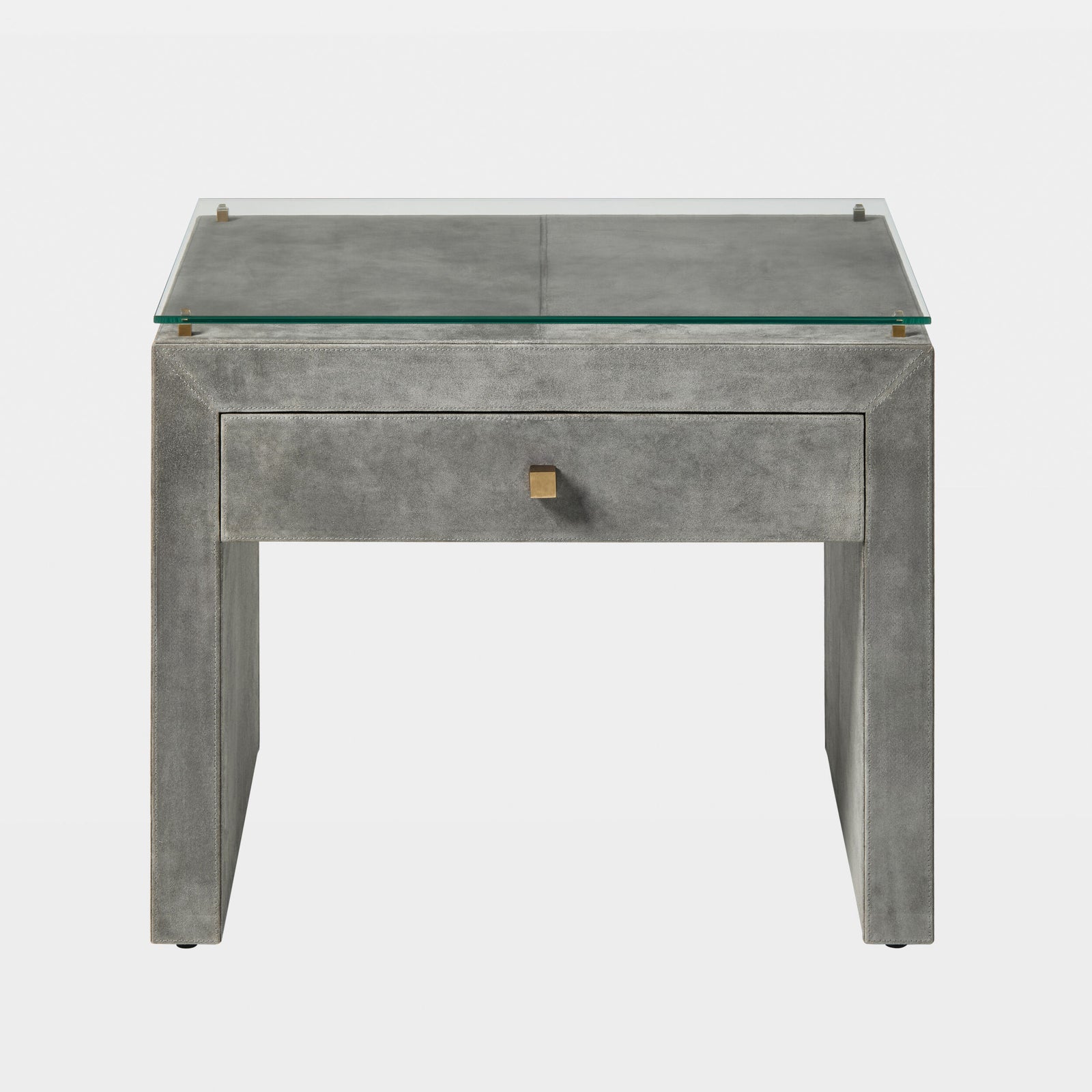 Posh Bedside Table-Gray Suede