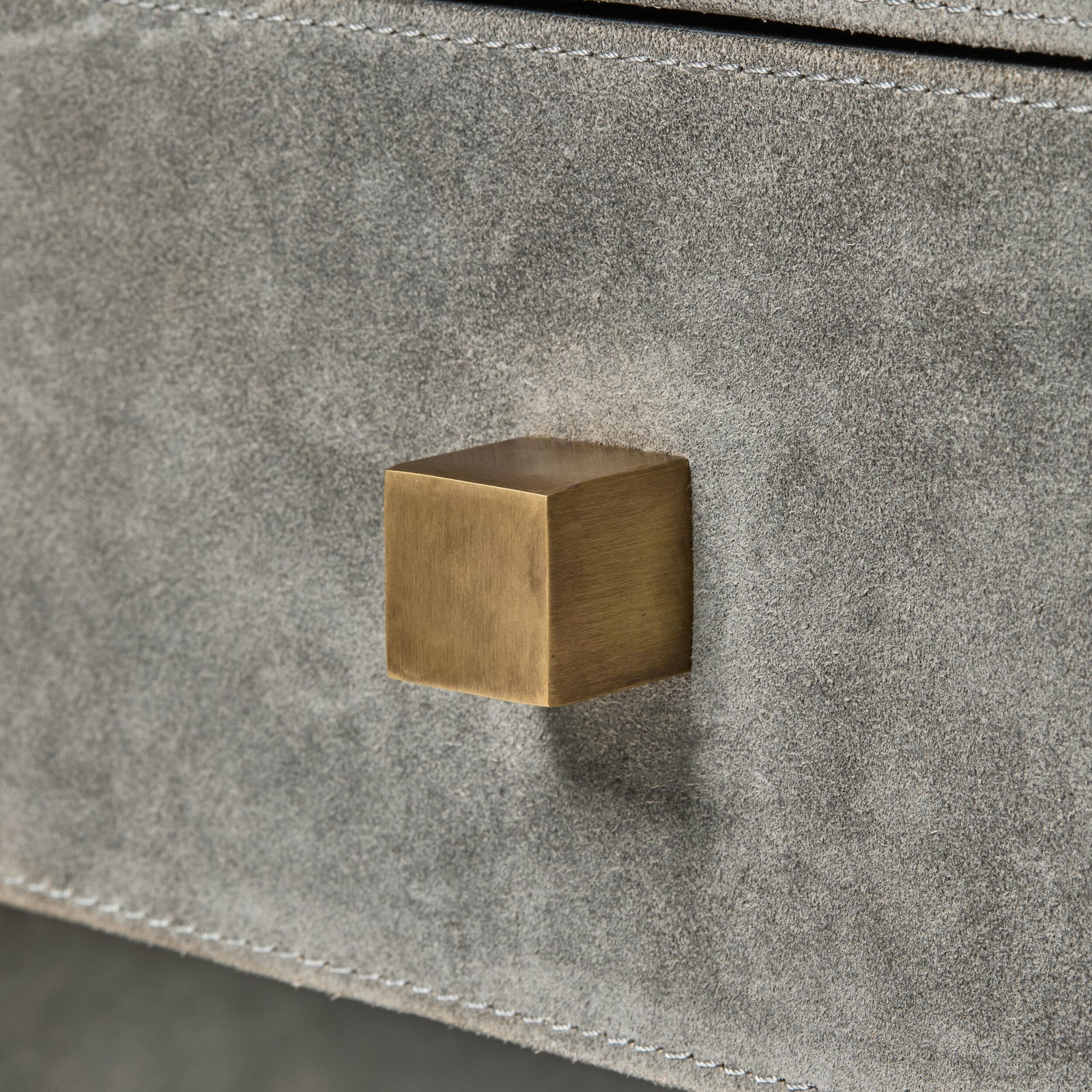 Posh Bedside Table-Gray Suede