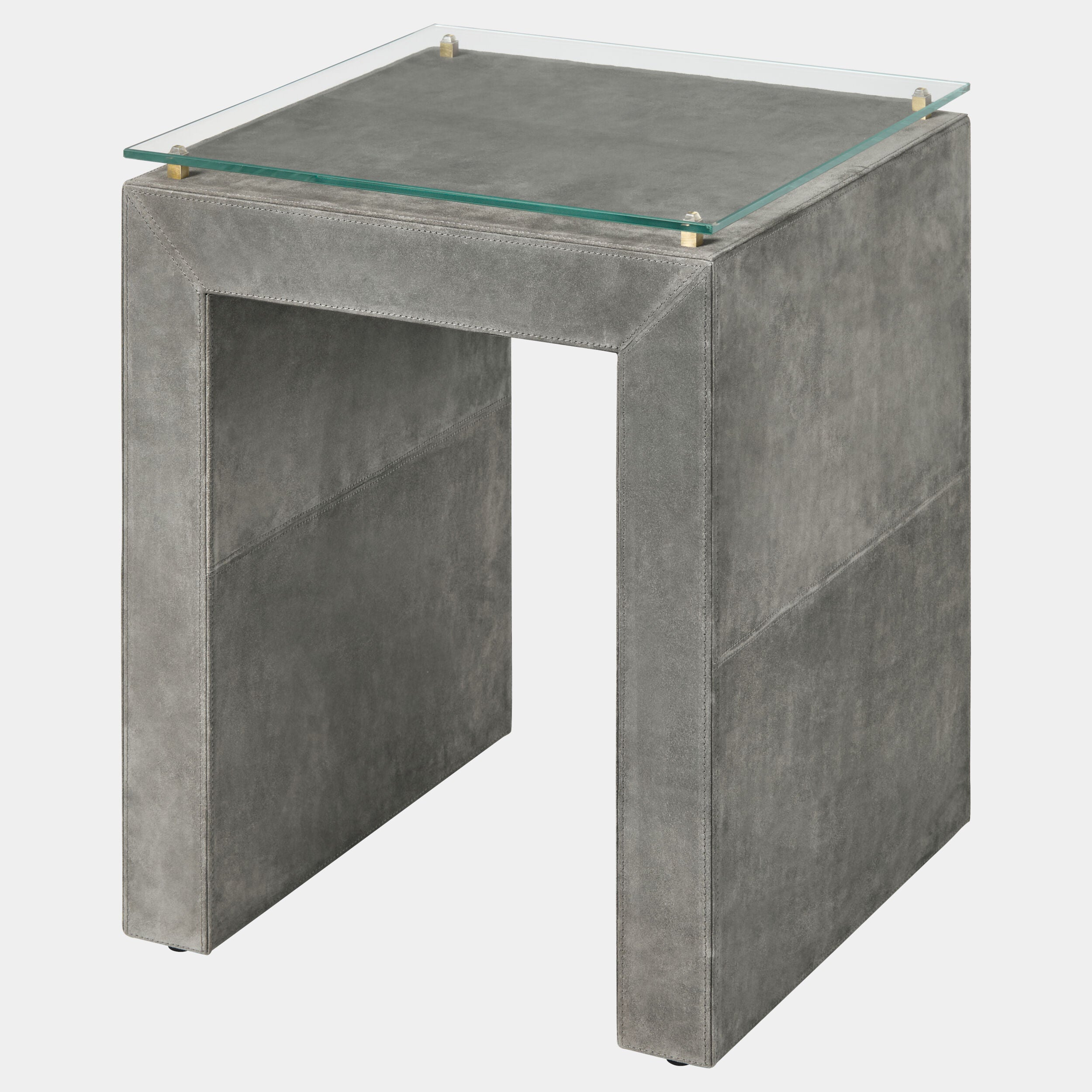 Posh Side Table-Gray Suede