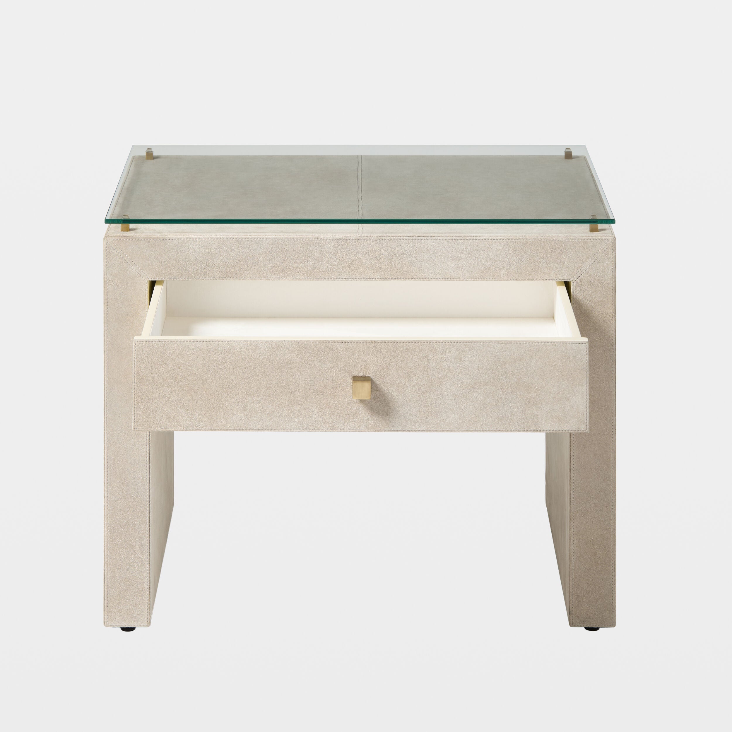 Posh Bedside Table-Parchment Suede