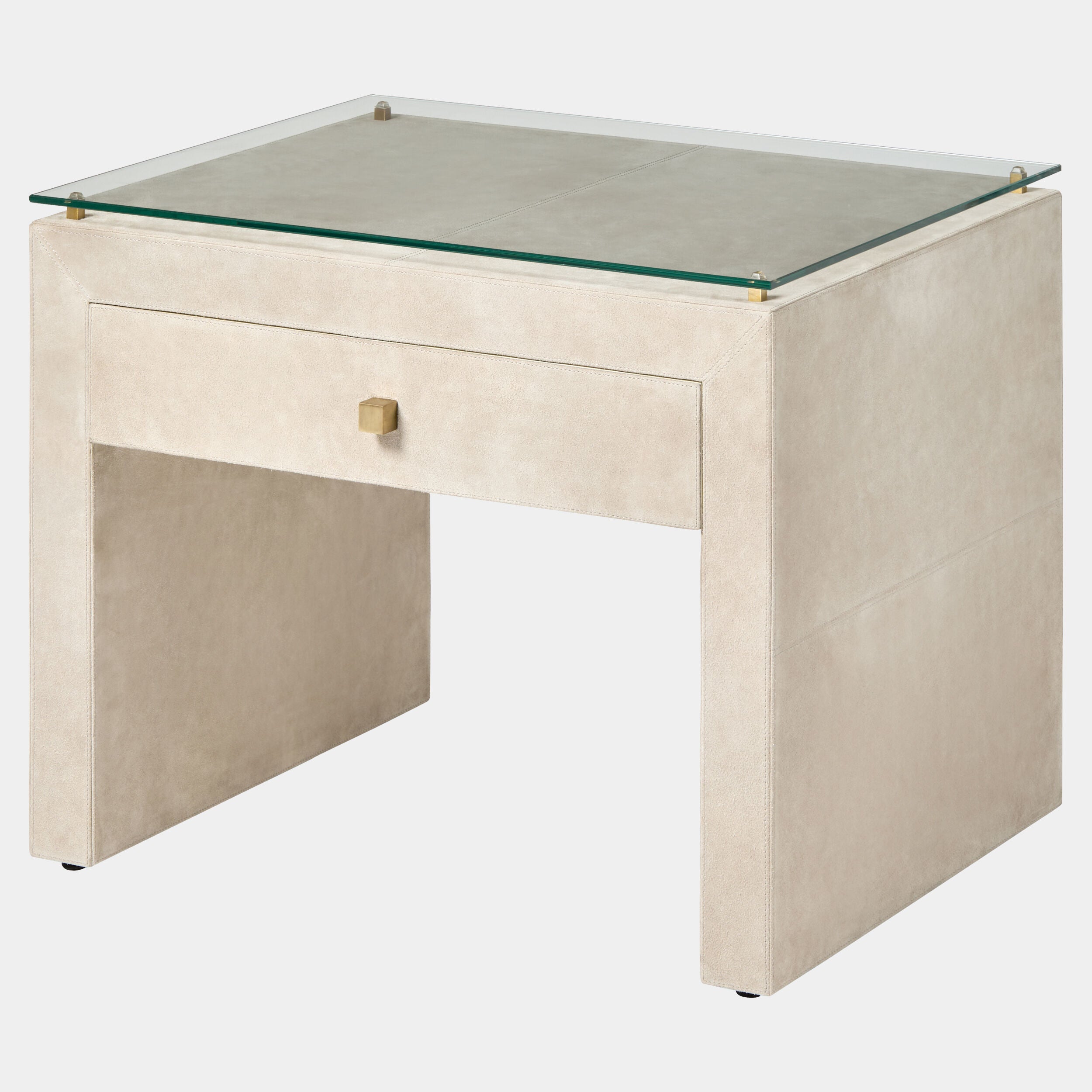 Posh Bedside Table-Parchment Suede