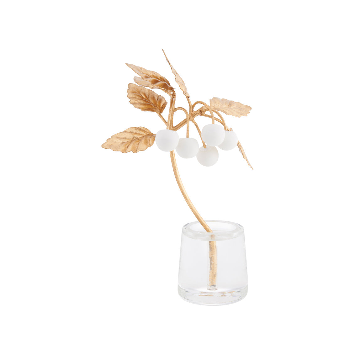 Small Cherry Blossom on Stand in Matte White/Gold Leaf / Porcelain - Chelsea House