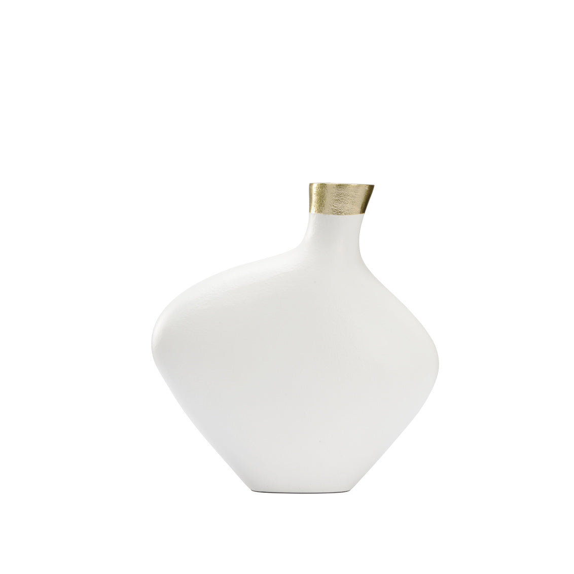 Asymmetric Vase - White (Sm) in 10.5 / Aluminum - Chelsea House