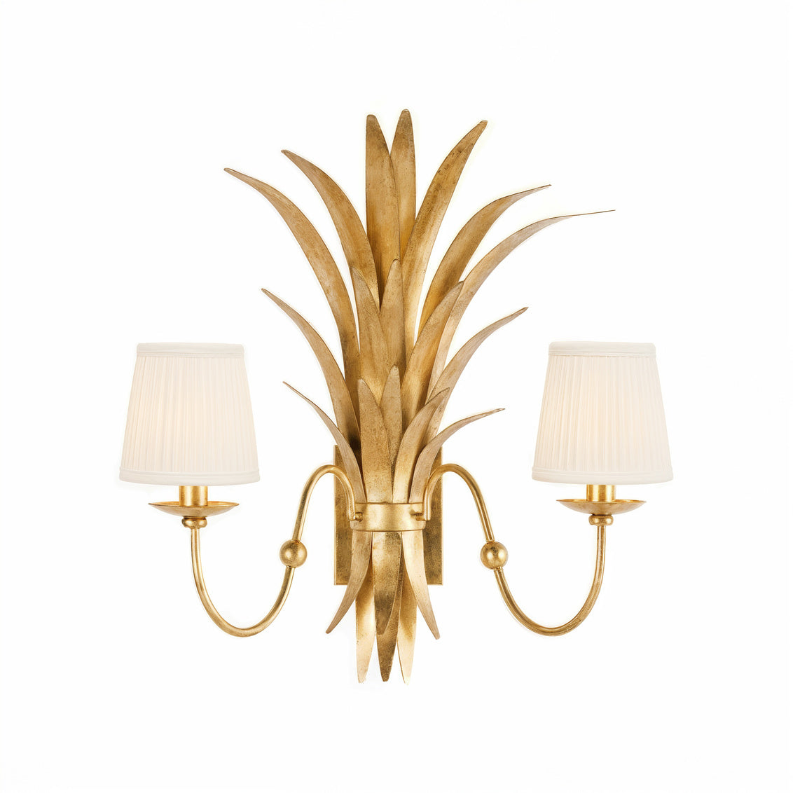 Wheat Sconce - Gold Electrified w/ Shades in Antique Gold Leaf / Metal - Chelsea House
