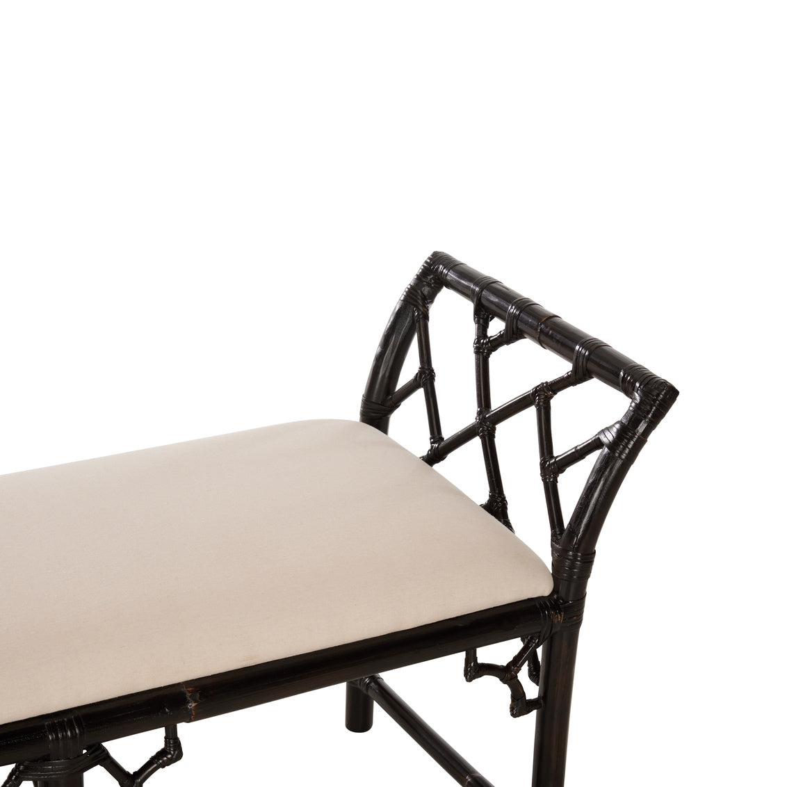 Chippendale Bamboo Regency Bench - Cracked Pepper in 26 / Rattan - Chelsea House