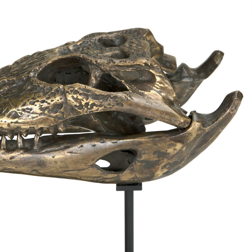 Brass Alligator On Stand, Medium by Noir Furniture | Sutter & Vale
