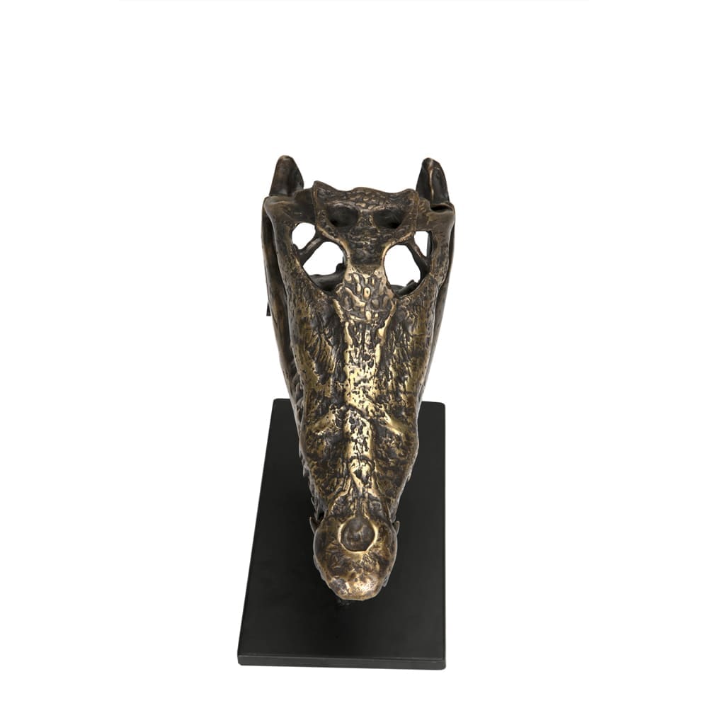 Brass Alligator On Stand, Medium in Antique Brass w/Matte Black Base — Noir Furniture