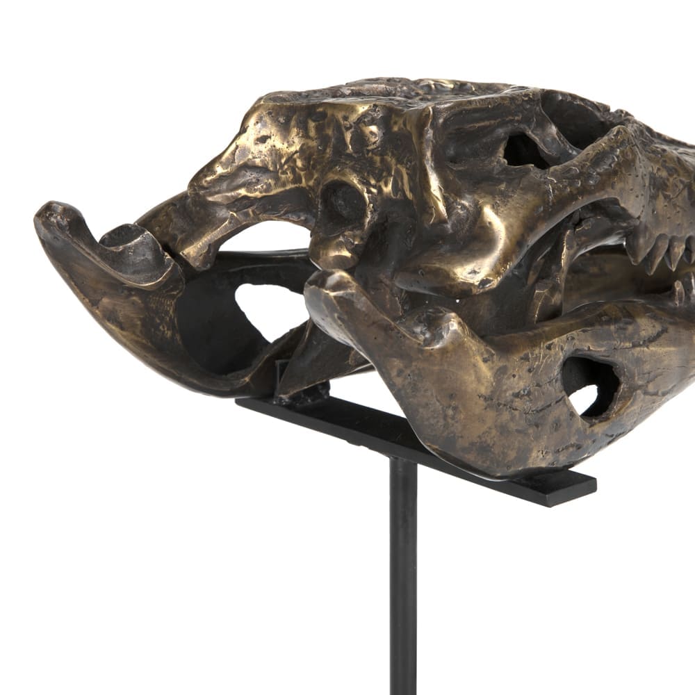 Brass Alligator On Stand, Medium by Noir Furniture | Sutter & Vale