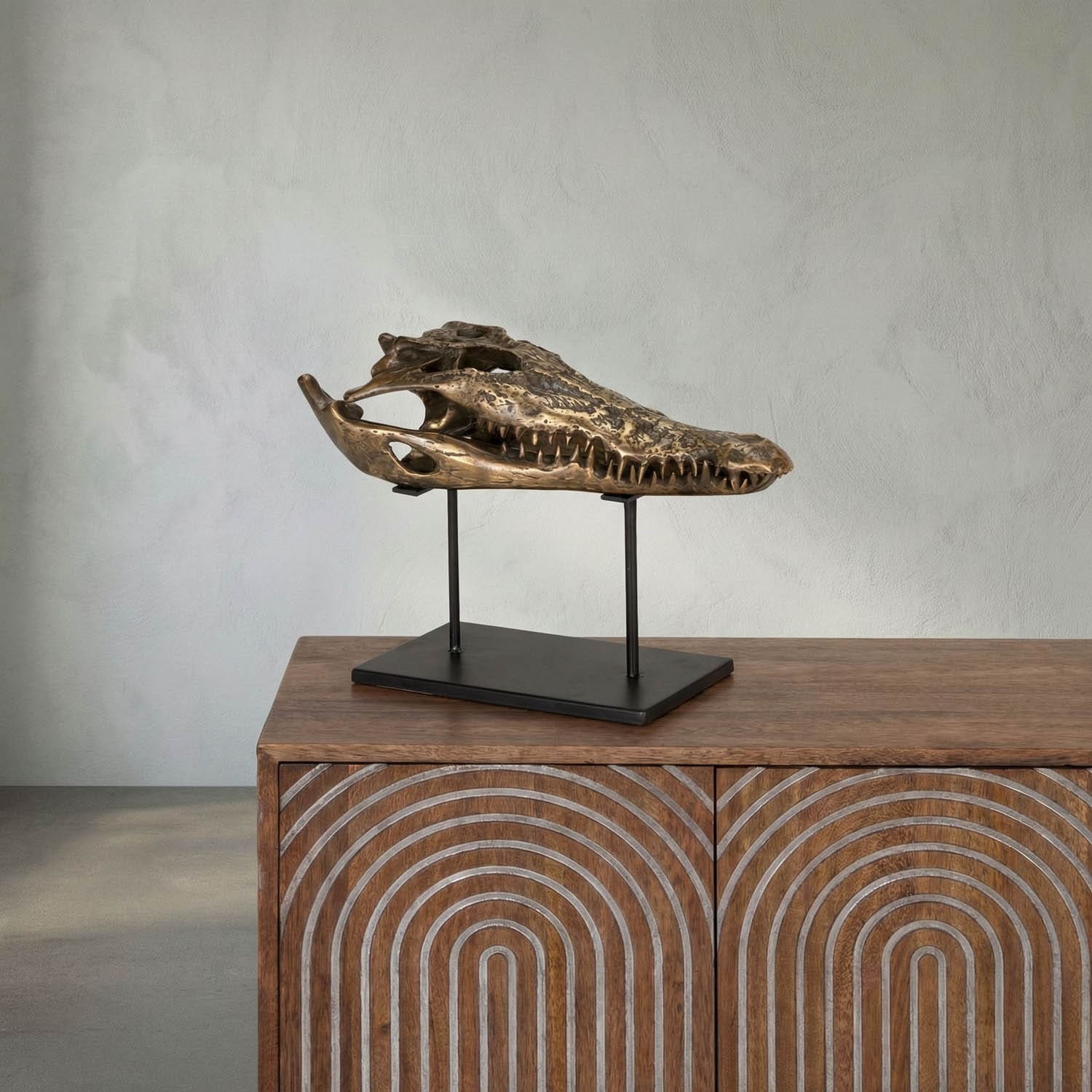 Brass Alligator On Stand, Small
