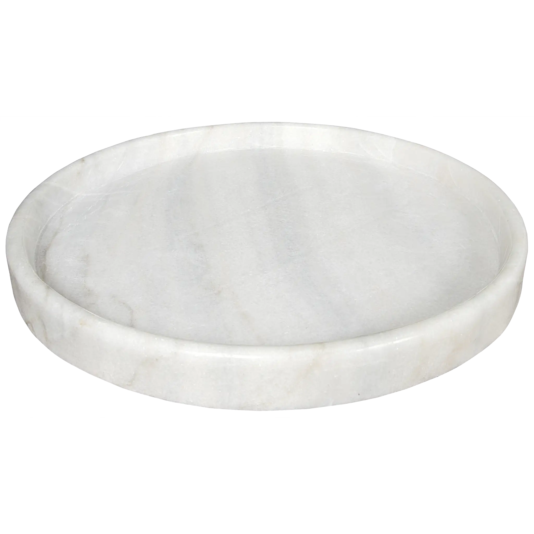 20″ Round Tray in Bianco Crown Marble — Noir Furniture